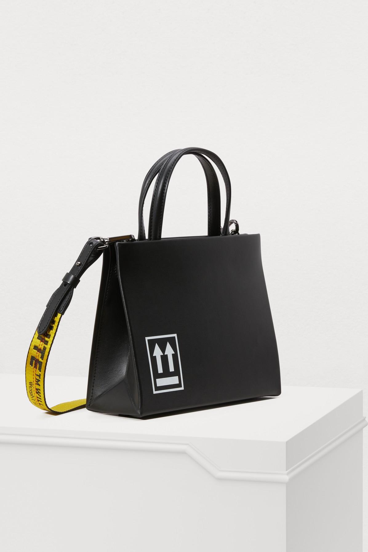 Off-White c/o Virgil Abloh Leather Small Box Tote Bag in Black 