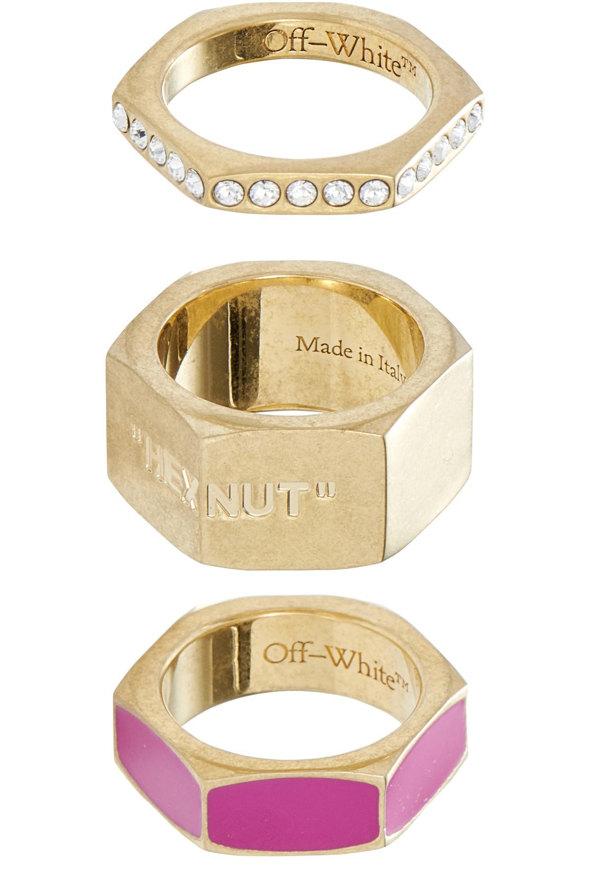 Off-White c/o Virgil Abloh Hexnut Rhinestone Ring in Pink