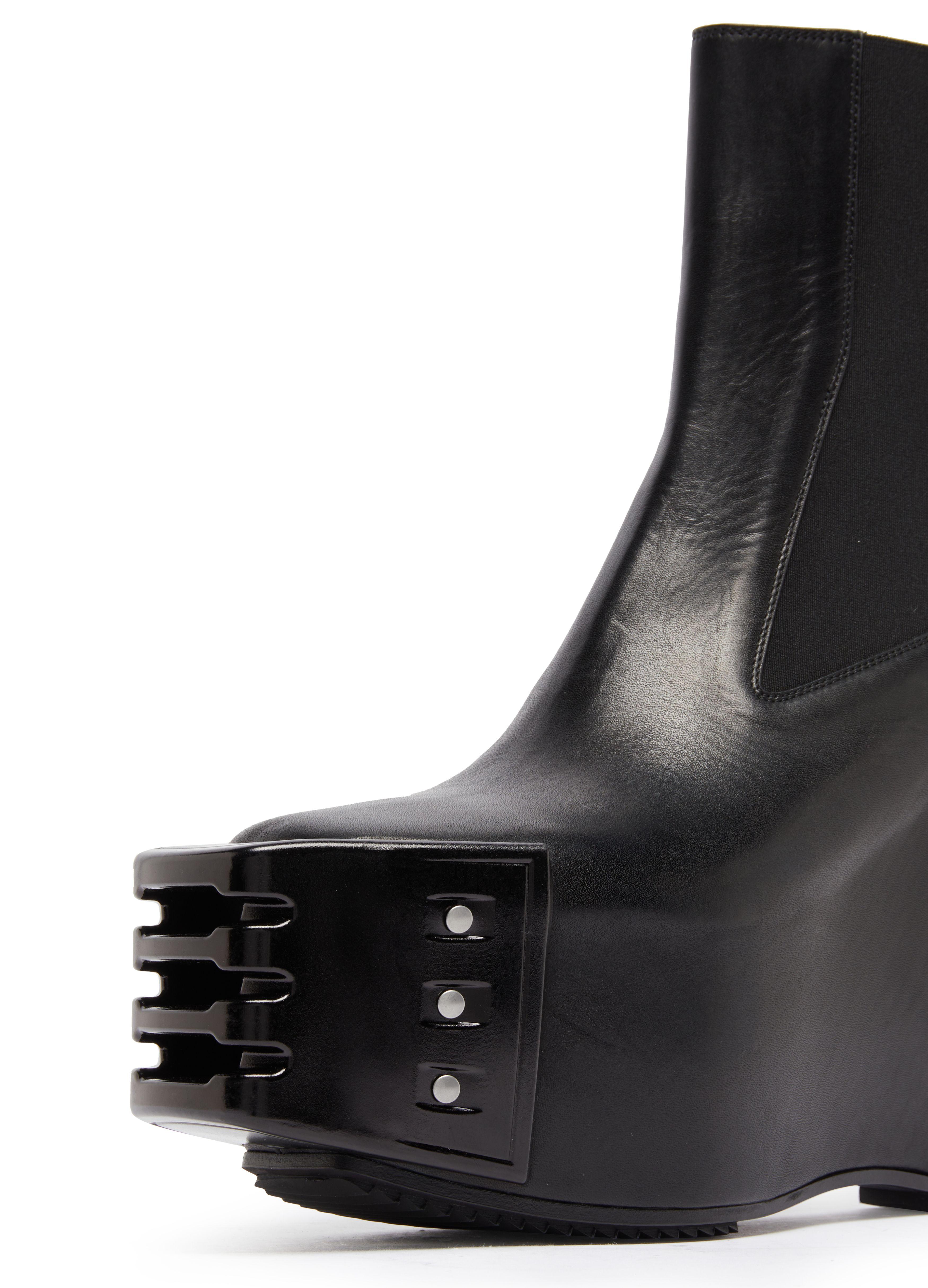 Rick Owens Grilled Wedge Beatle Leather Platform Chelsea Boots in