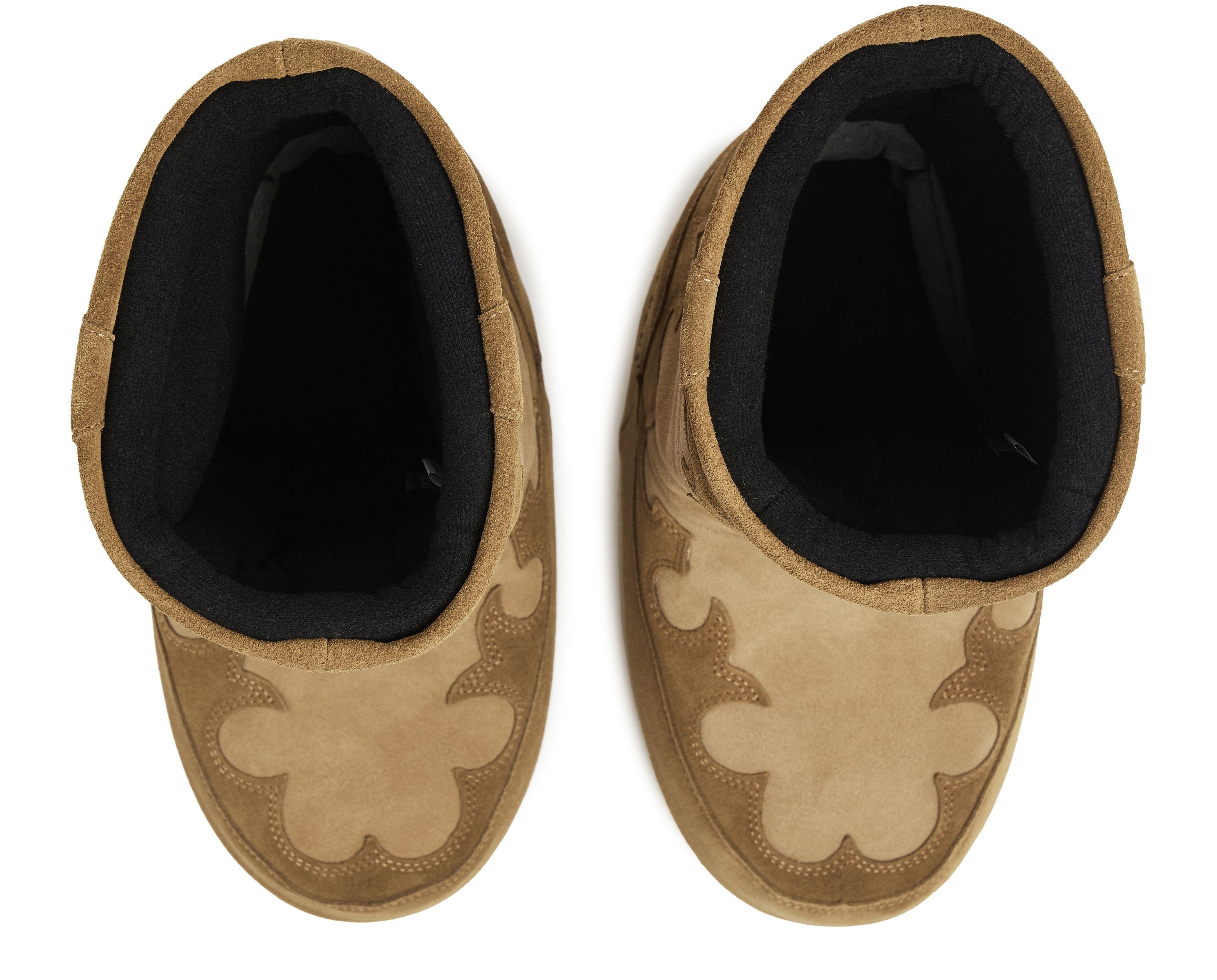 Moon Boot Icon Suede Embroidery Boots in Brown | Lyst