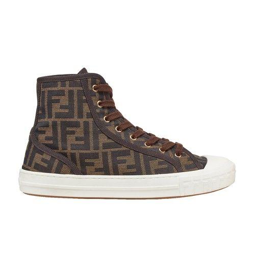 Fendi Domino Sneakers In Jacquard Fabric in Brown | Lyst