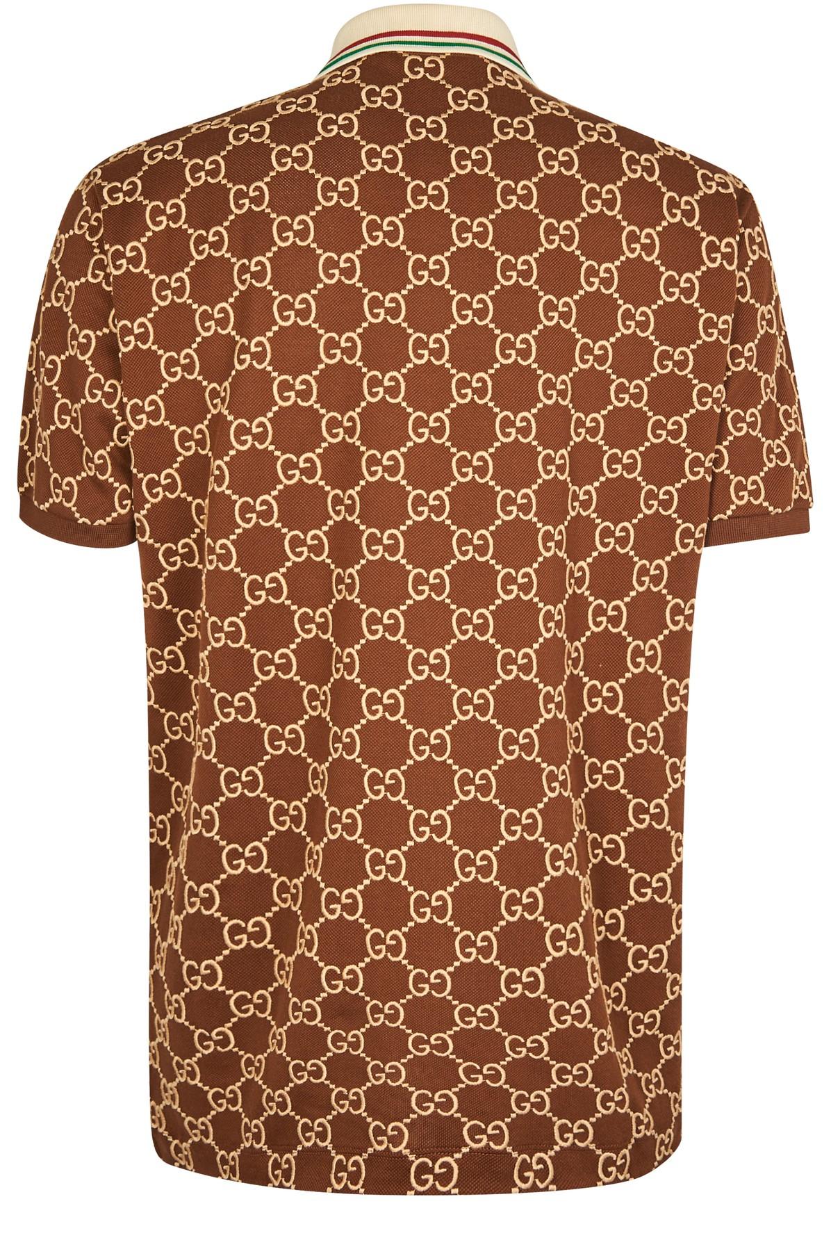 Gucci Monogram Polo Shirt in Brown for Men