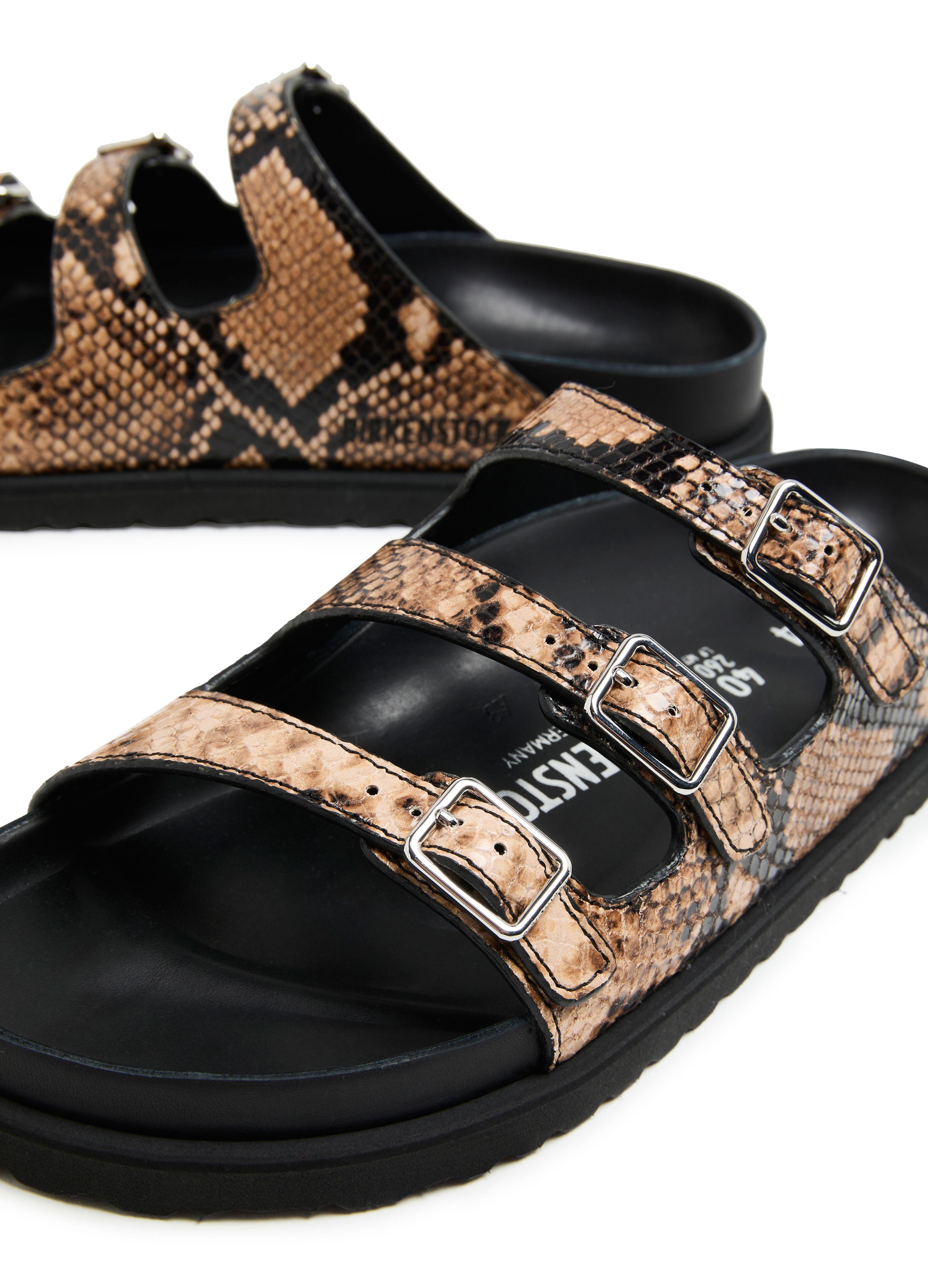 サンダル・ミュール Birkenstock Florida Snake Leather Sandals With Adjustable Birkenstock Florida Snake Leather With Adjustable Straps