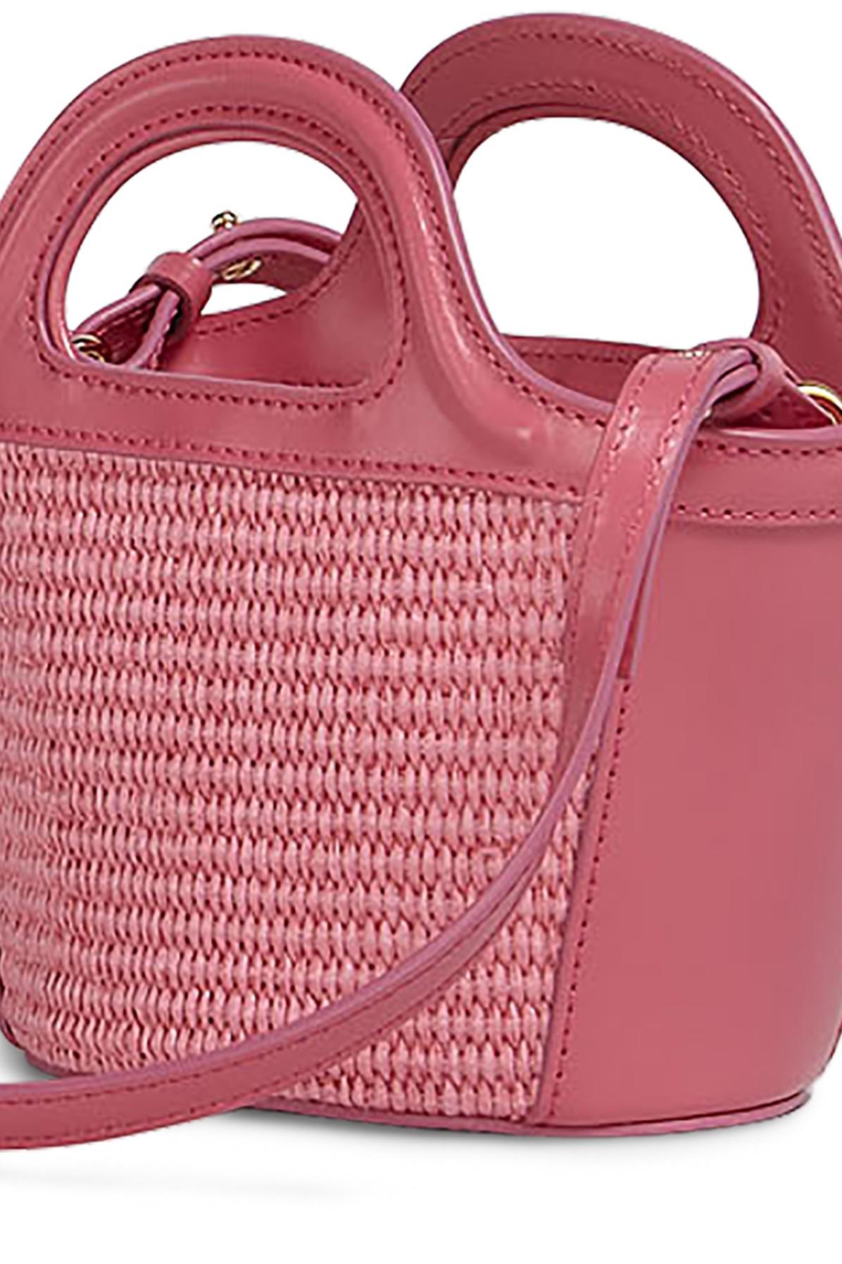 Marni Tropicalia Micro Bag In Leather And Raffia in Pink
