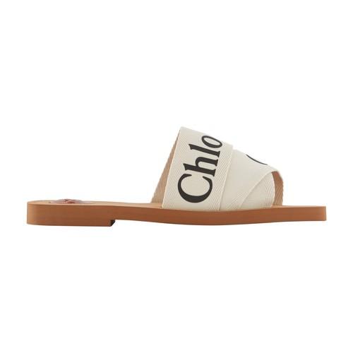 Chloé Woody Logo-print Canvas Sandals in - Save 50% - Lyst