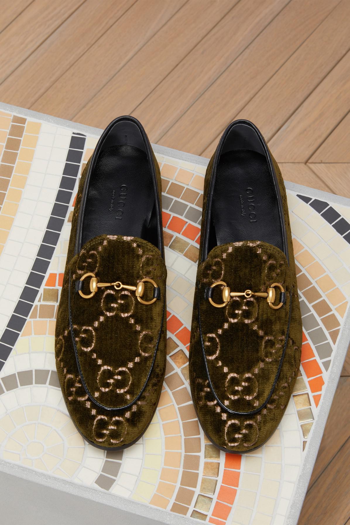 gucci jordaan gg velvet loafers