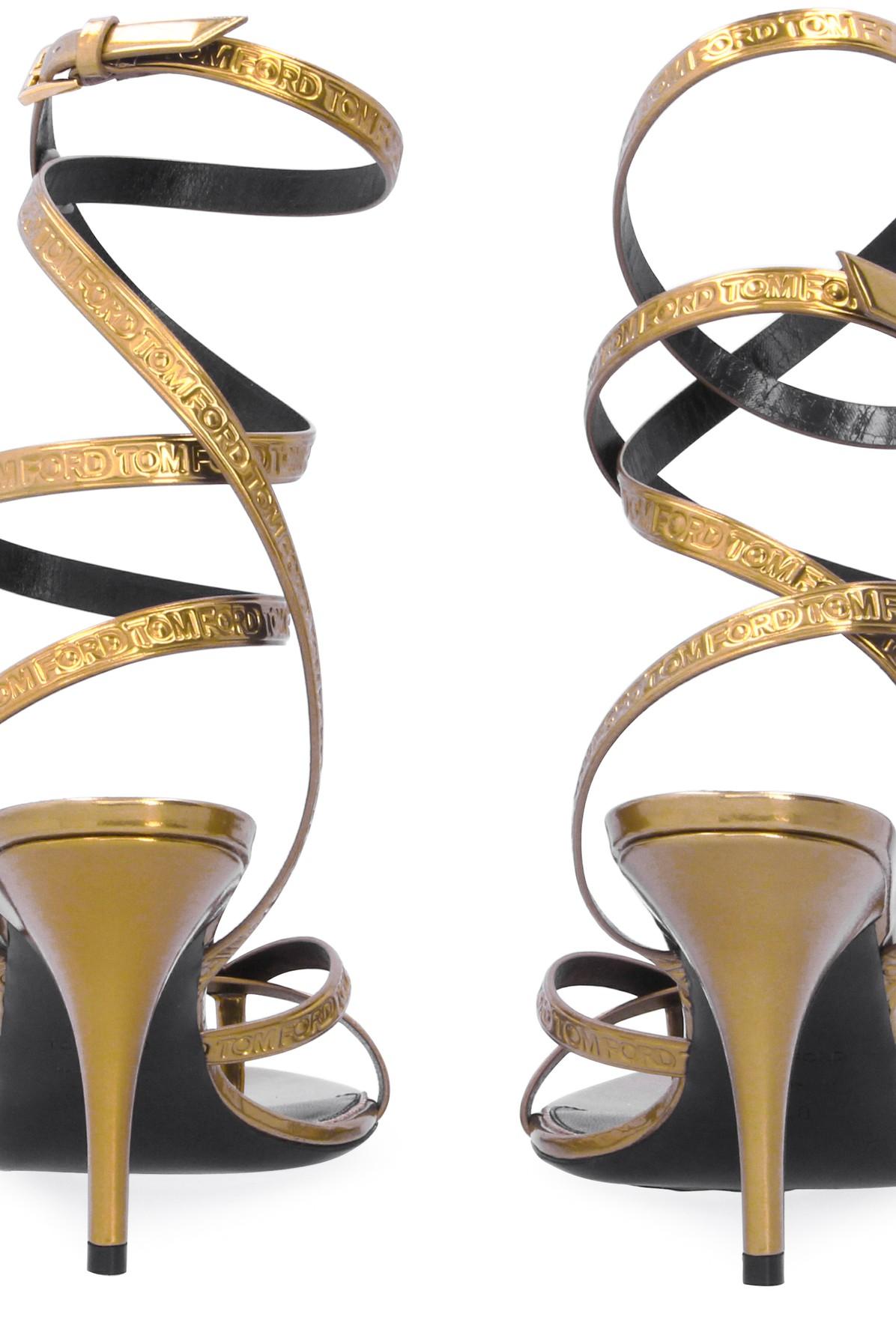 Tom Ford Logo Ankle Wrap Thong Sandals 