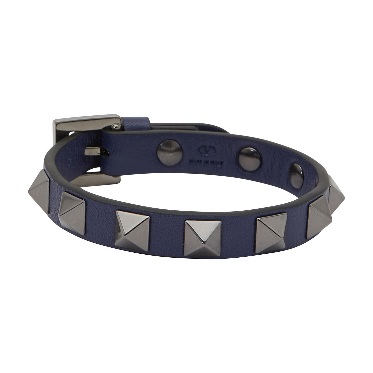 Valentino Valentino Garavani Rockstud Studded Leather Bracelet in Blue ...
