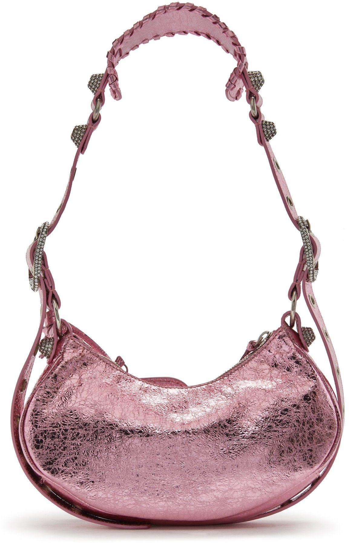 【BALENCIAGA】Le Cagole XSショルダー ラムスキン FluoPink Women's Le Cagole Shoulder Bag Xs in Glossy Pink | Balenciaga US