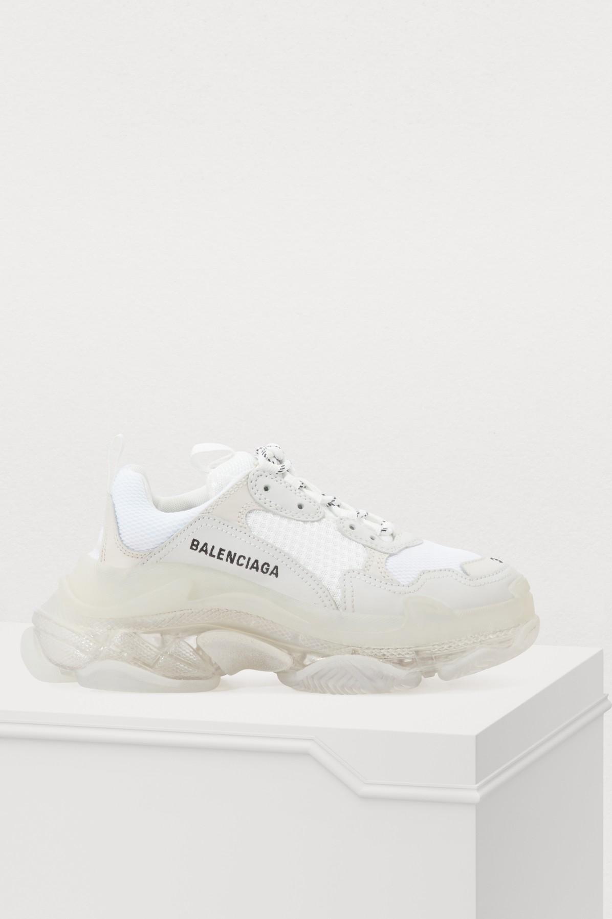 Balenciaga White Triple S Clear Sole Sneakers in White - Save 25% - Lyst