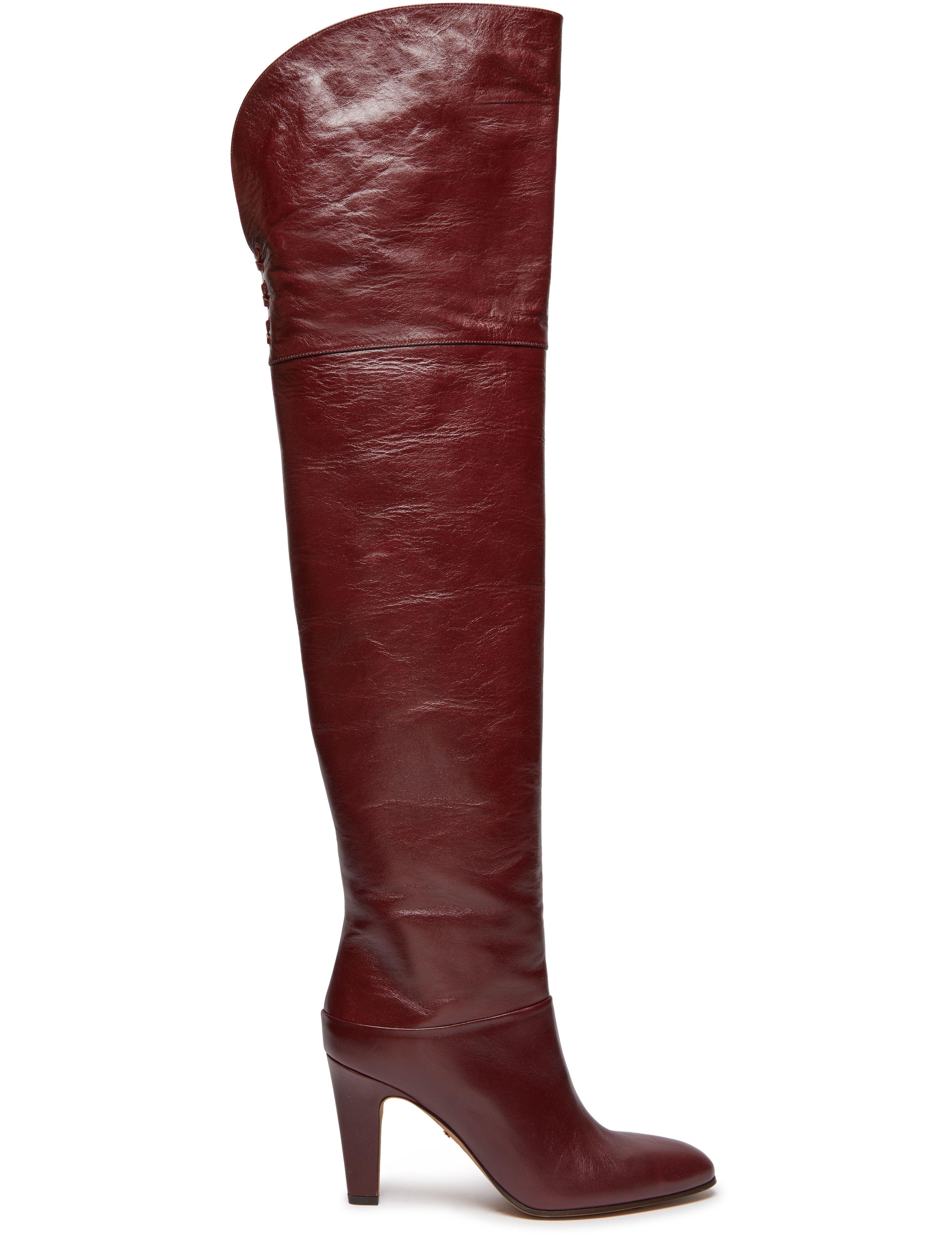Chloe Over The Knee Leather Boots in Red Lyst