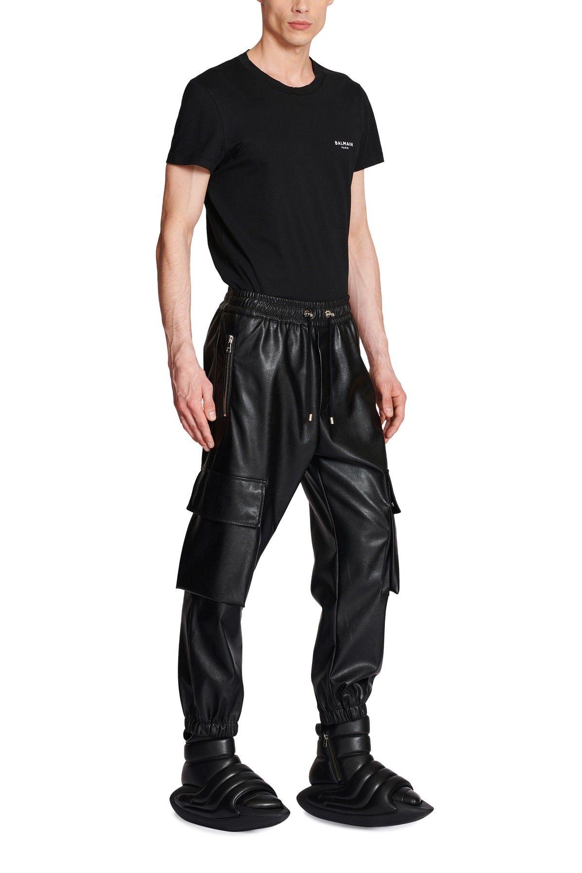 Vegan Leather Cargo Trousers in Black for Men | Lyst