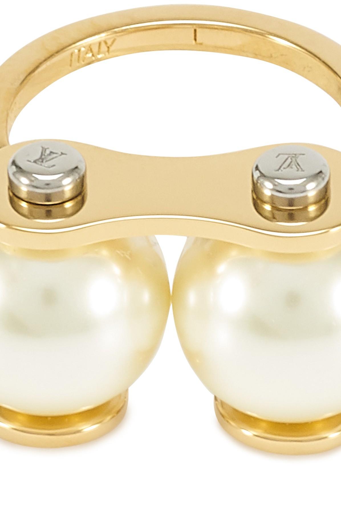 Louis Vuitton Essential V Pearl Ring M68363 Golden Metal ref