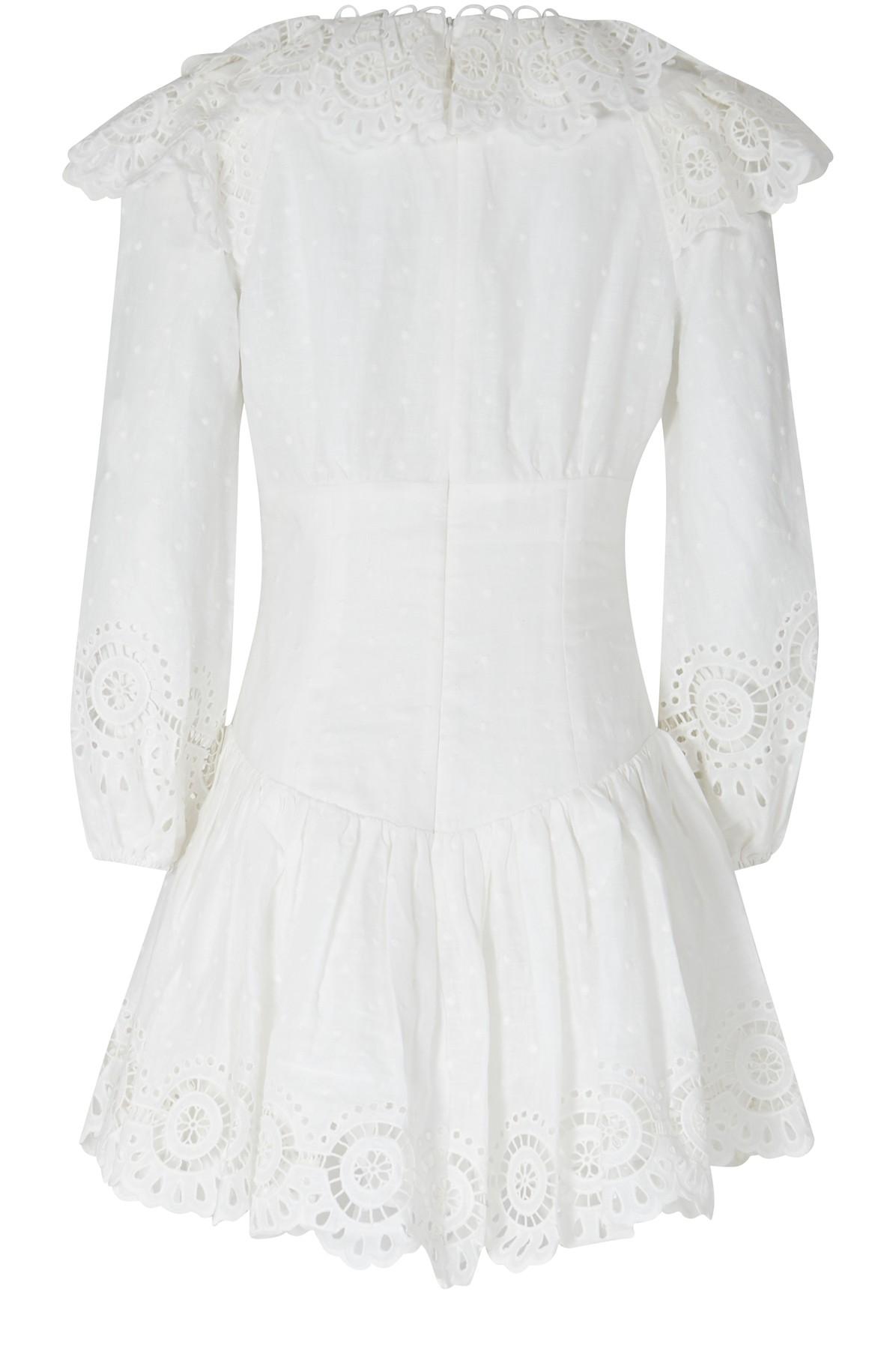 Zimmermann Scallop Short Dress in Ivory (White) Lyst