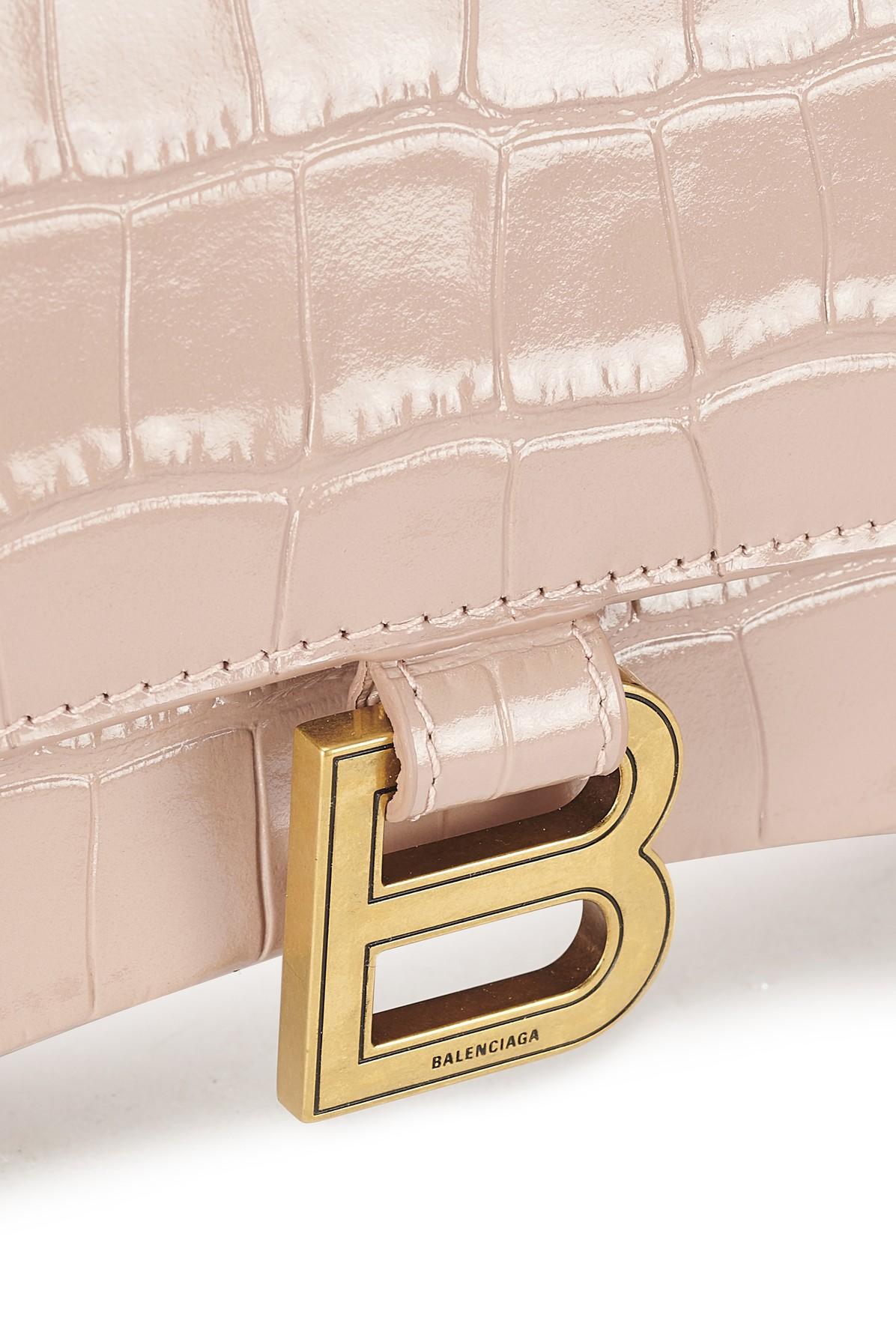 Balenciaga Light Beige Leather Small Hourglass Top Handle Bag Balenciaga