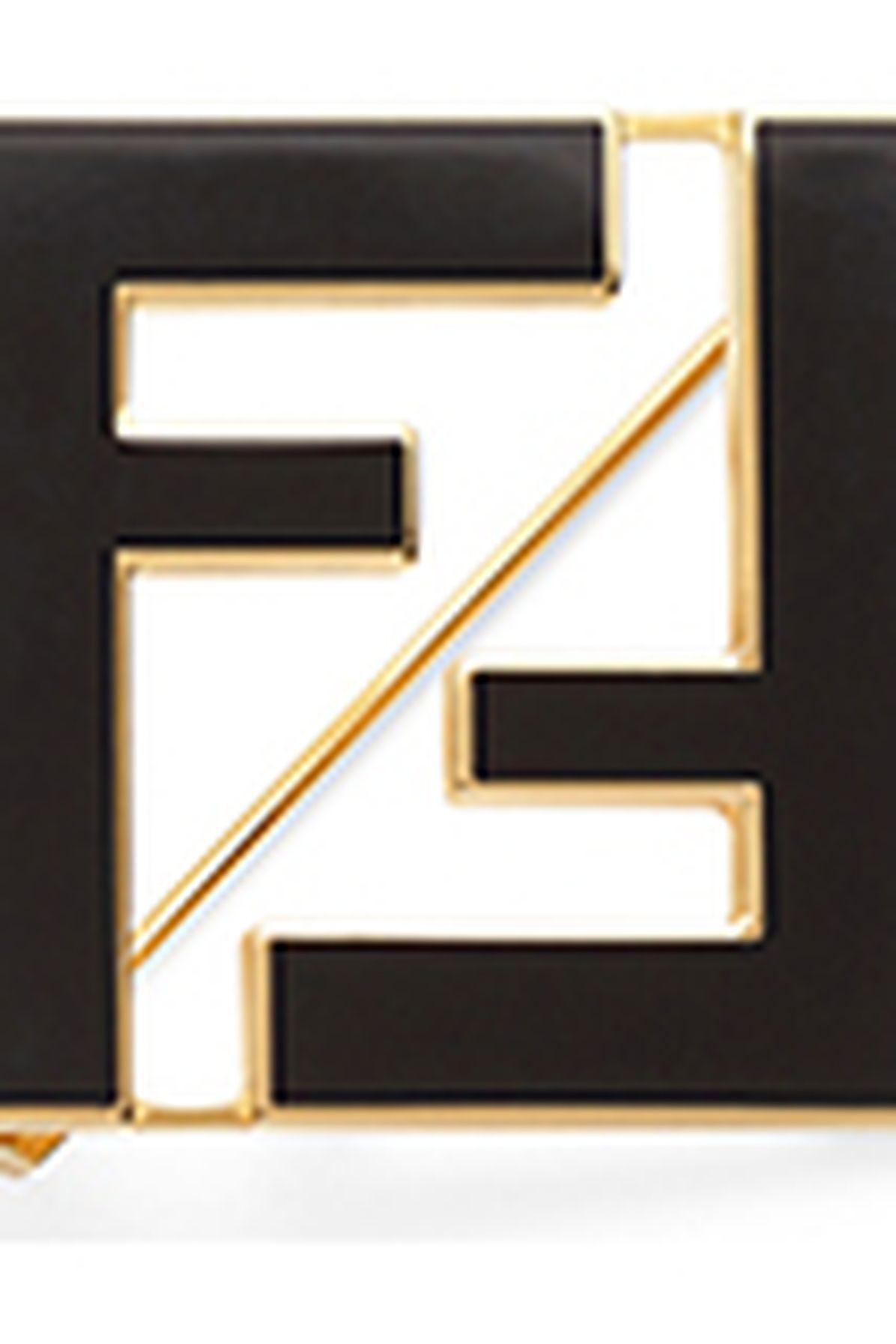 Fendi Enamel Ff Brooch in Black | Lyst