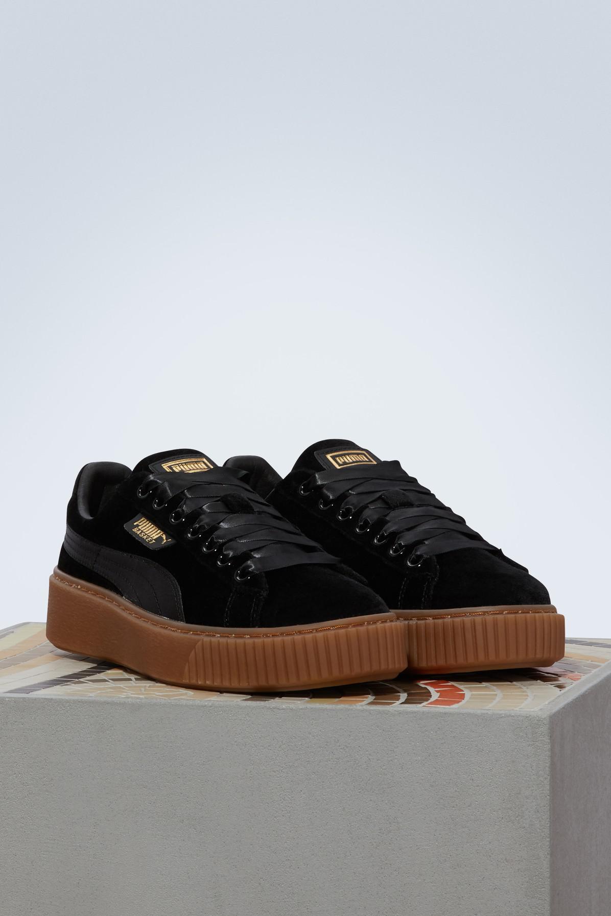 PUMA Velvet Platform Sneakers in Black - Lyst