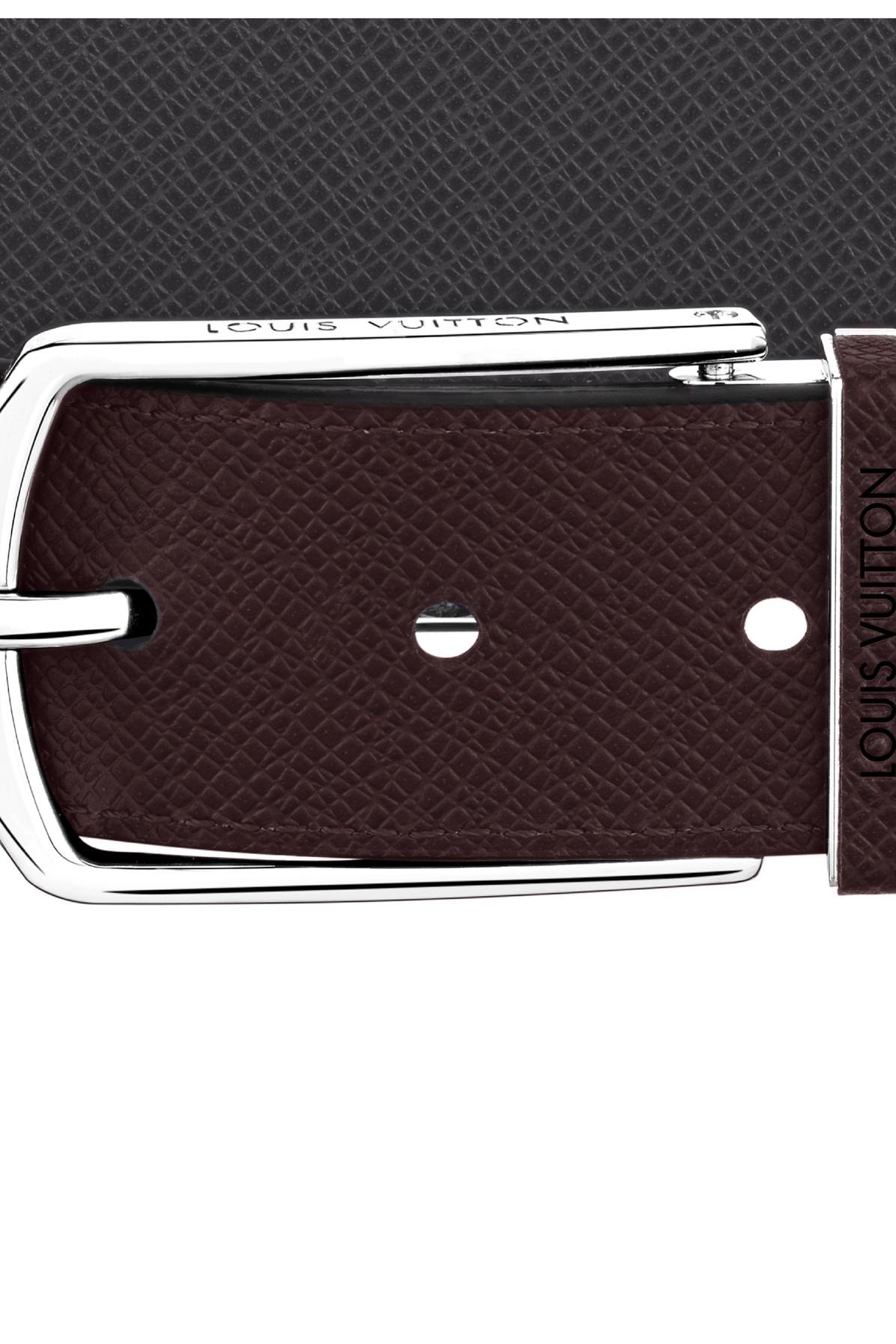 Thắt lưng LV Slender 35mm Reversible Damier khóa trắng siêu cấp