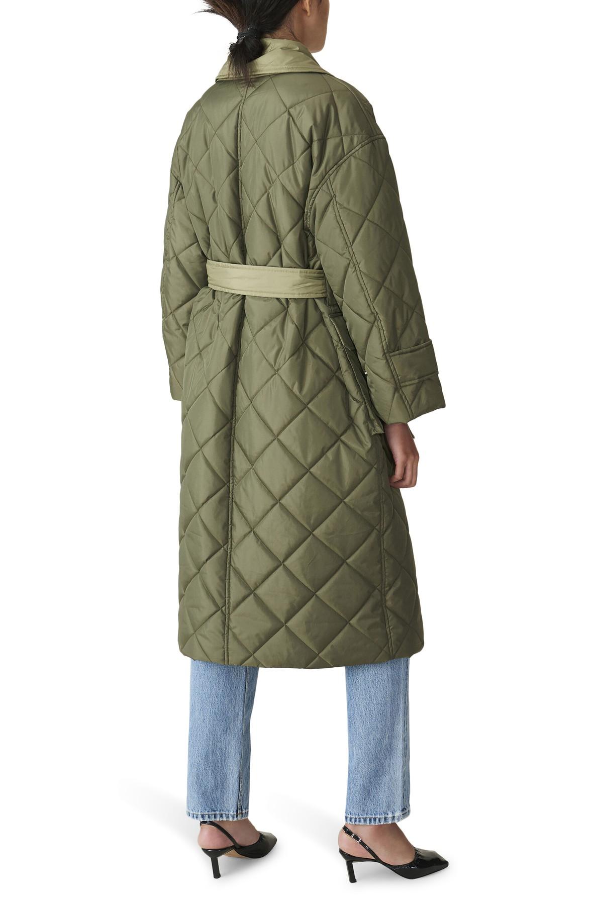Ganni Recycled Ripstop Quilted Coat in Green | Lyst