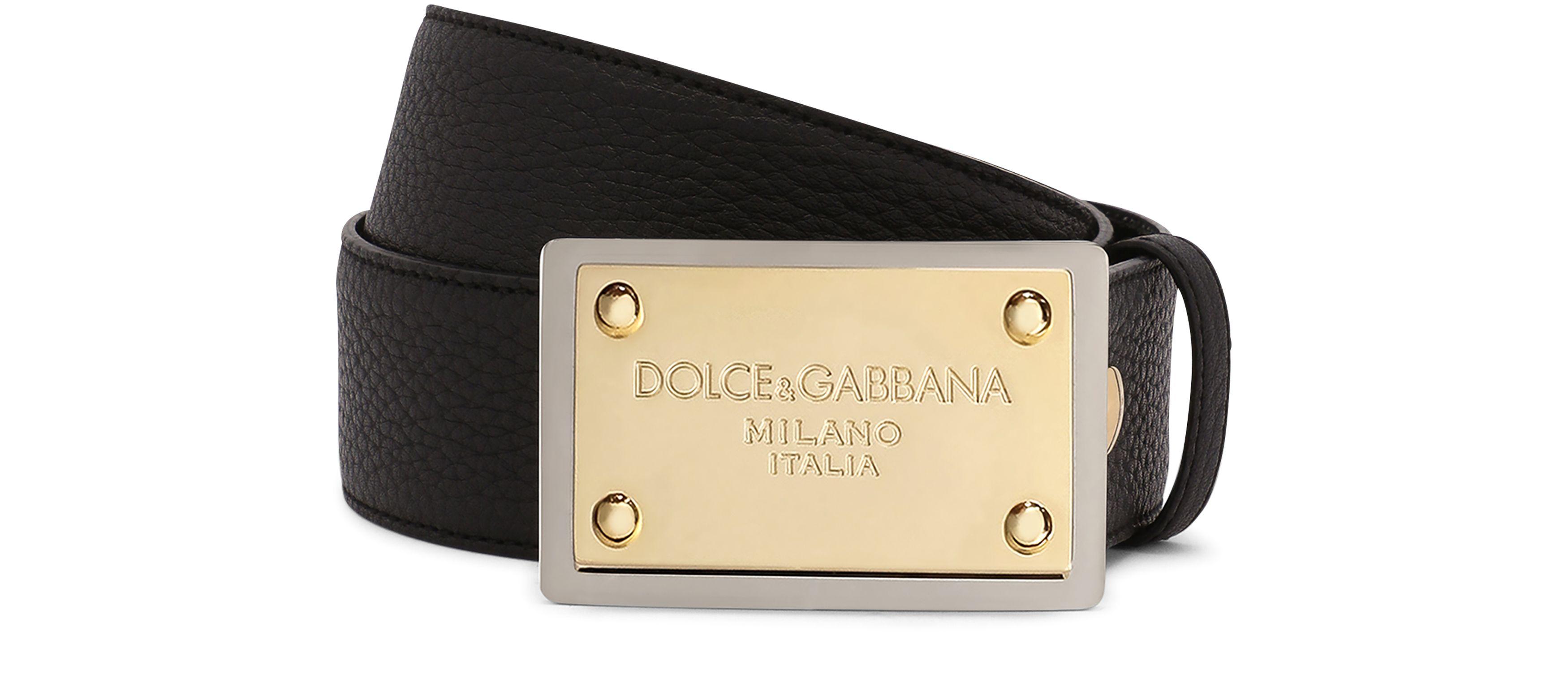 Dolce Gabbana Grainy Calfskin Belt in Black for Men Lyst Canada