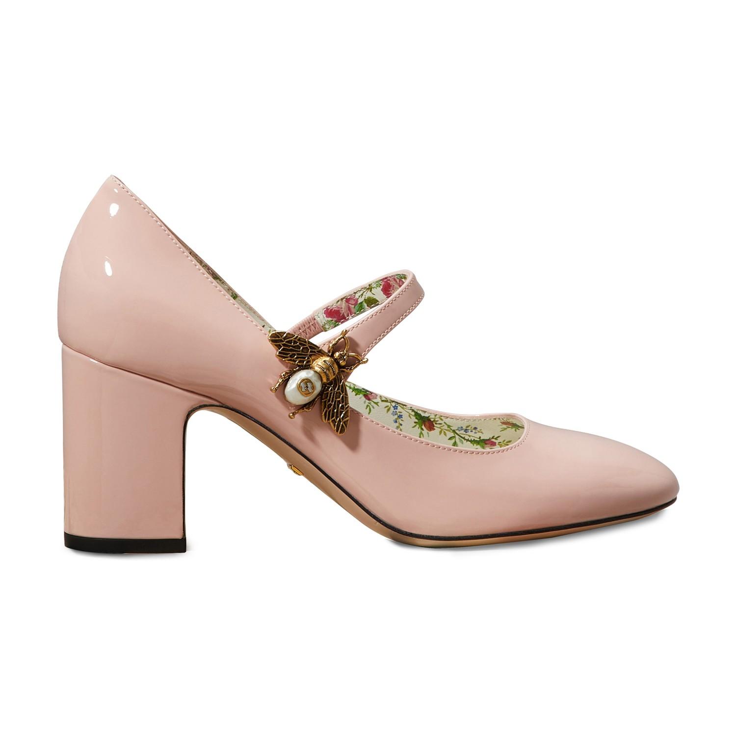 Gucci Patent Leather Pumps With Bee in Pink | Lyst Australia