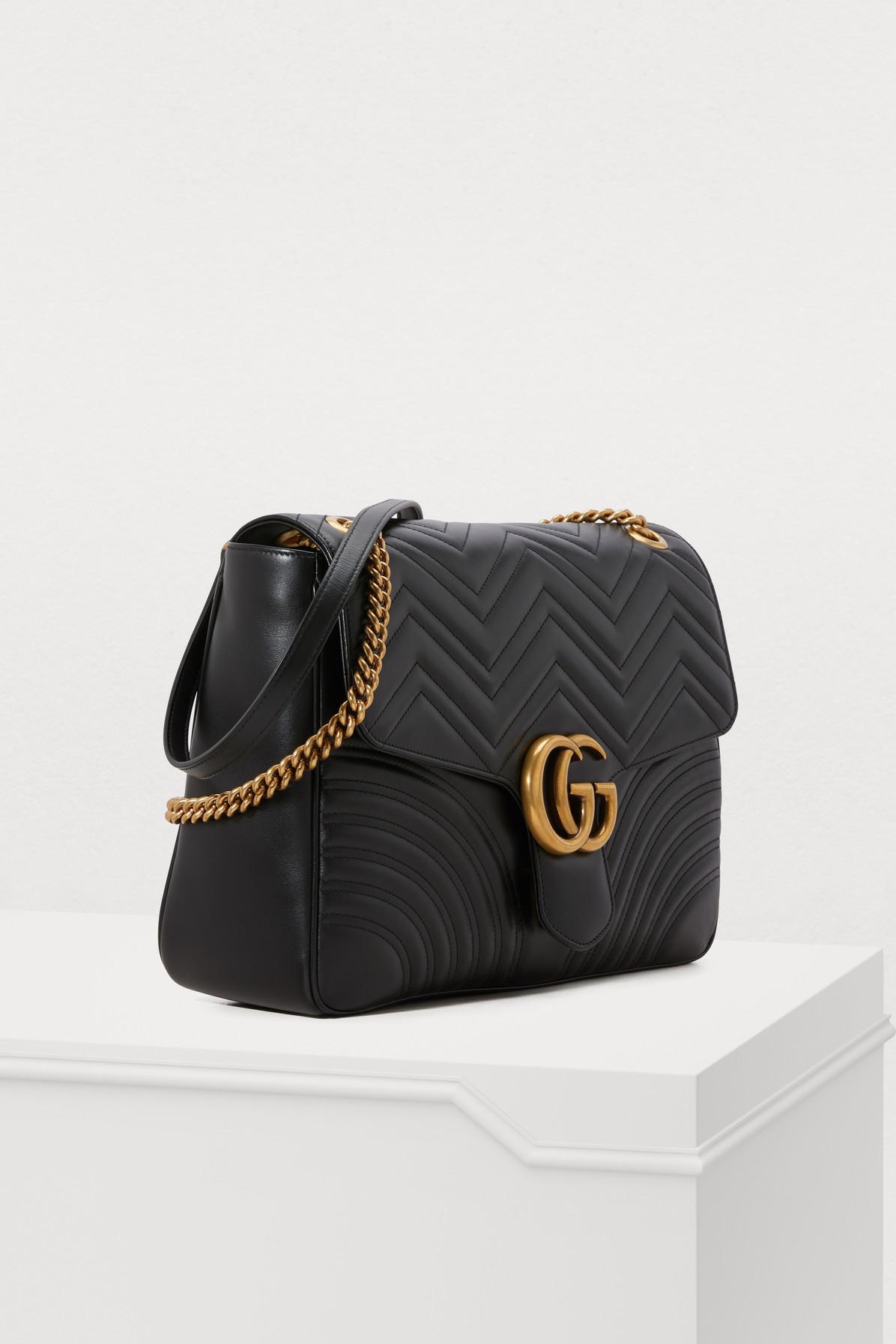 Gucci Leather Borsa Marmont Bag in Black - Lyst