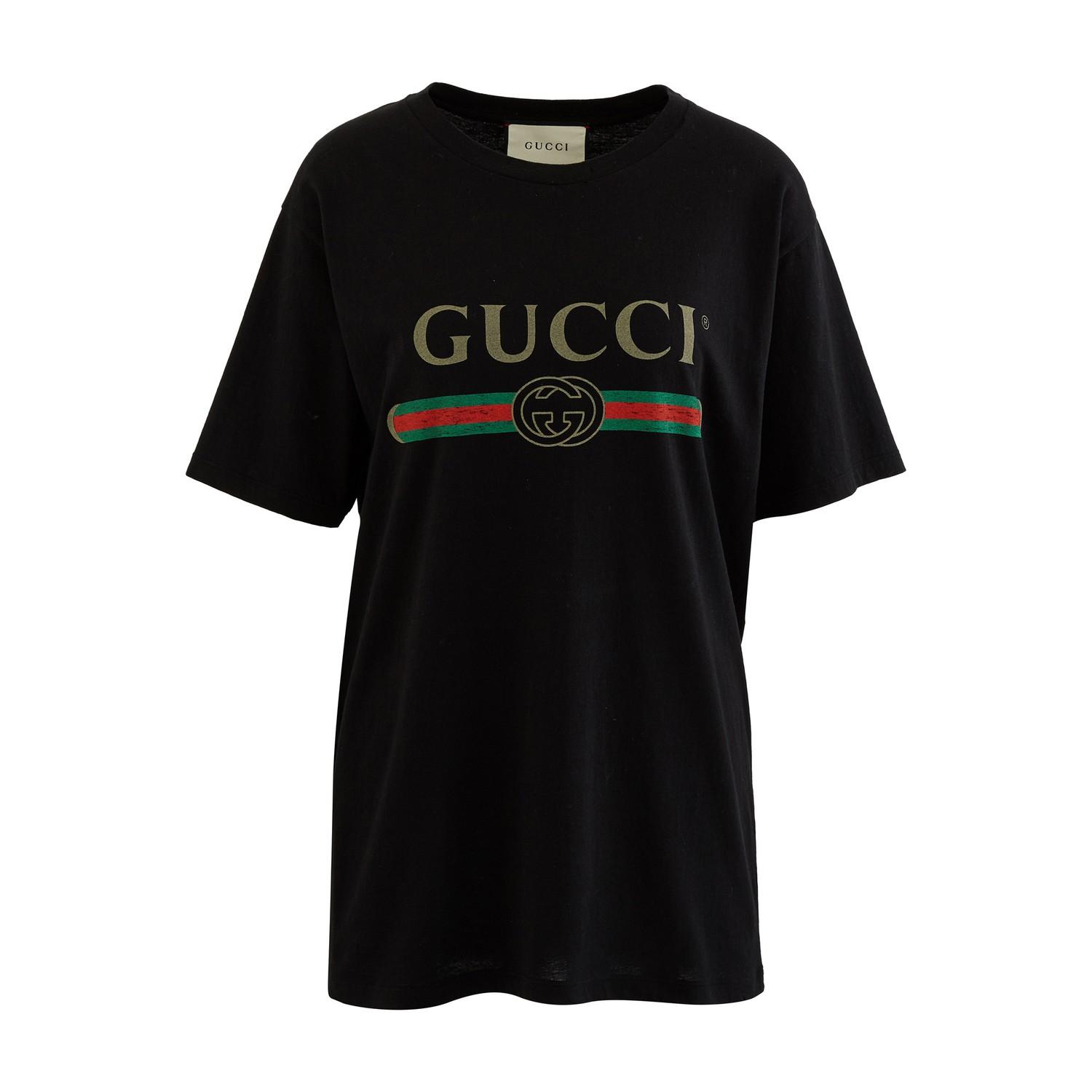 Bedelen Verdorie overstroming Gucci Oversized Logo T-shirt in Black | Lyst