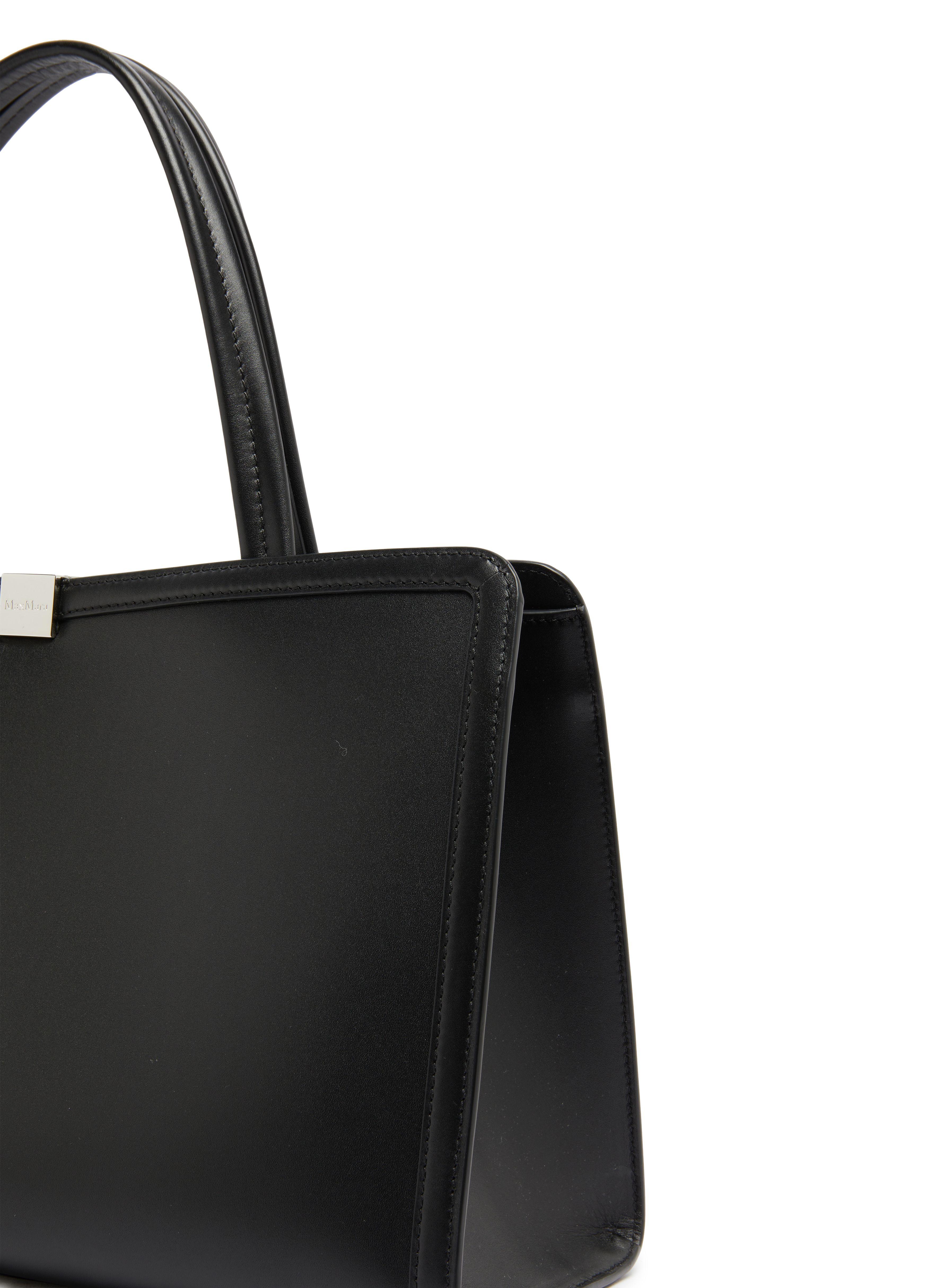 Max Mara Bianca Calfskin Leather Tote Bag in Black | Lyst