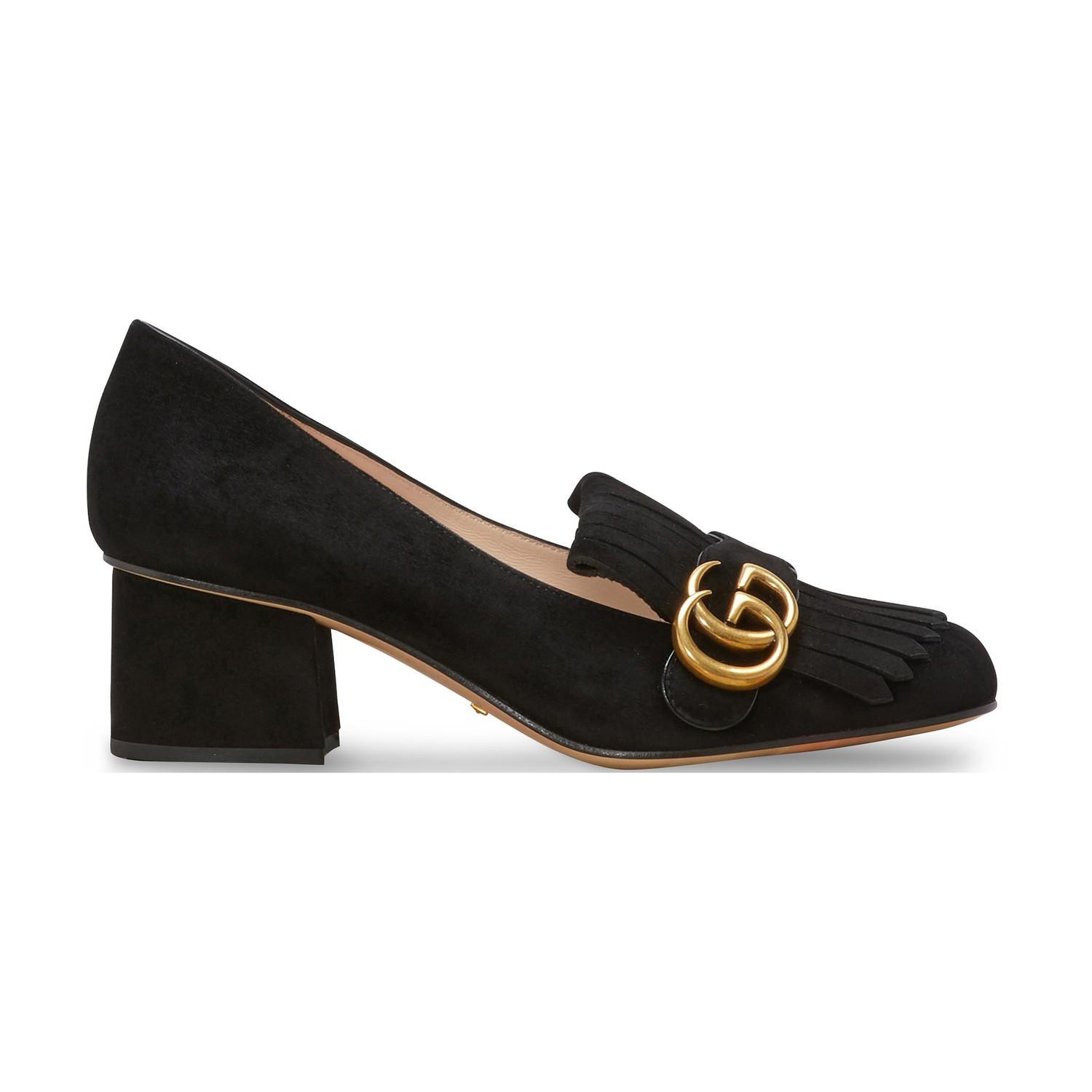 Gucci Leather Mid-Heel Marmont Pump in Black - Save 39% - Lyst