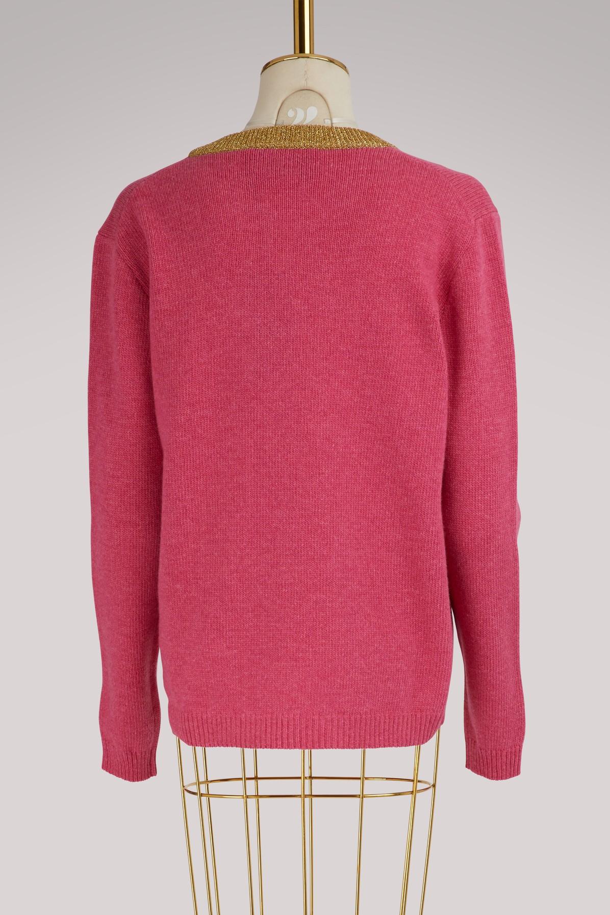 Gucci Cat & Glasses Knit Sweater in Pink | Lyst