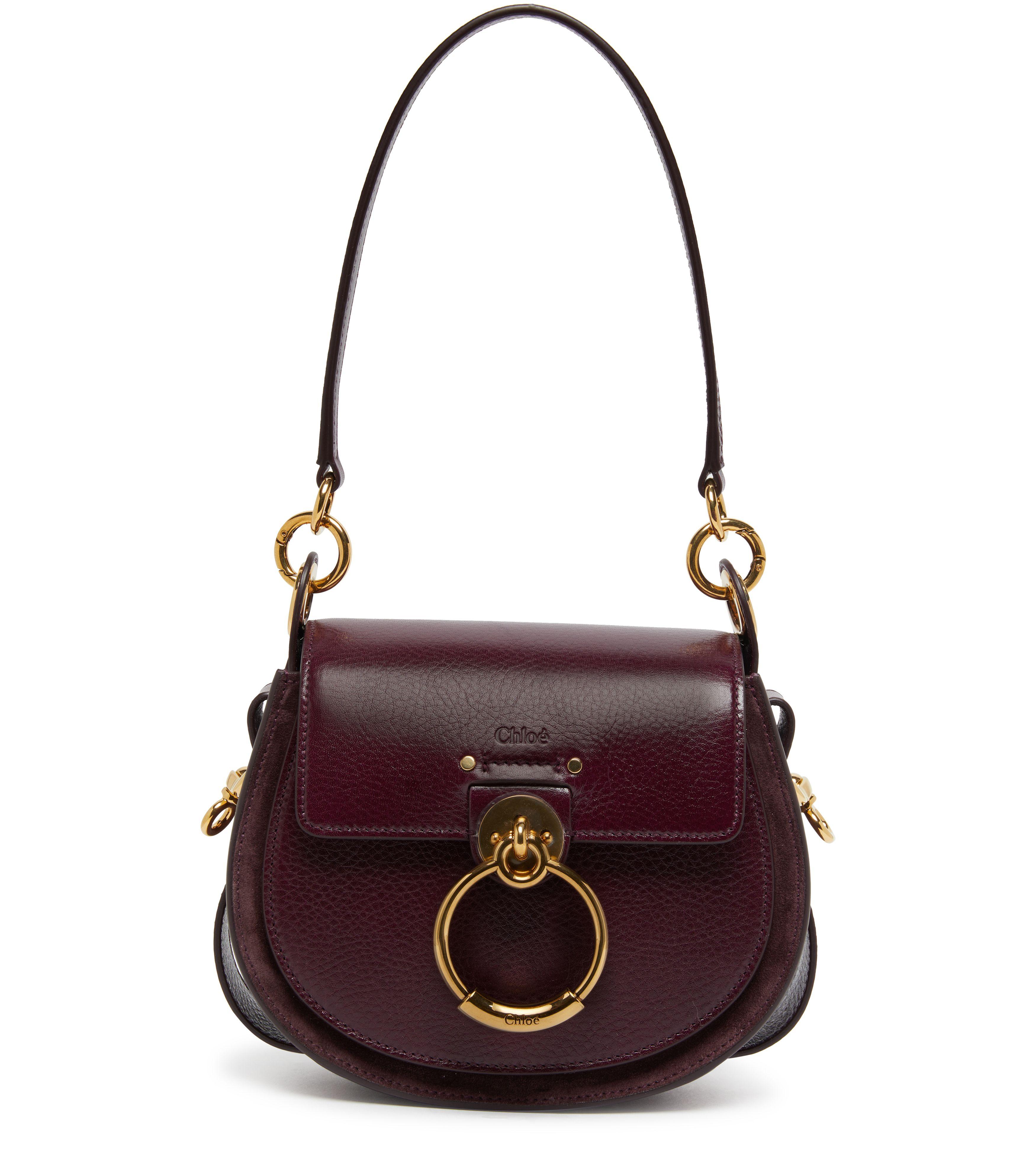 Chloé Tess Grained And Suede Leather Bag in Purple Lyst