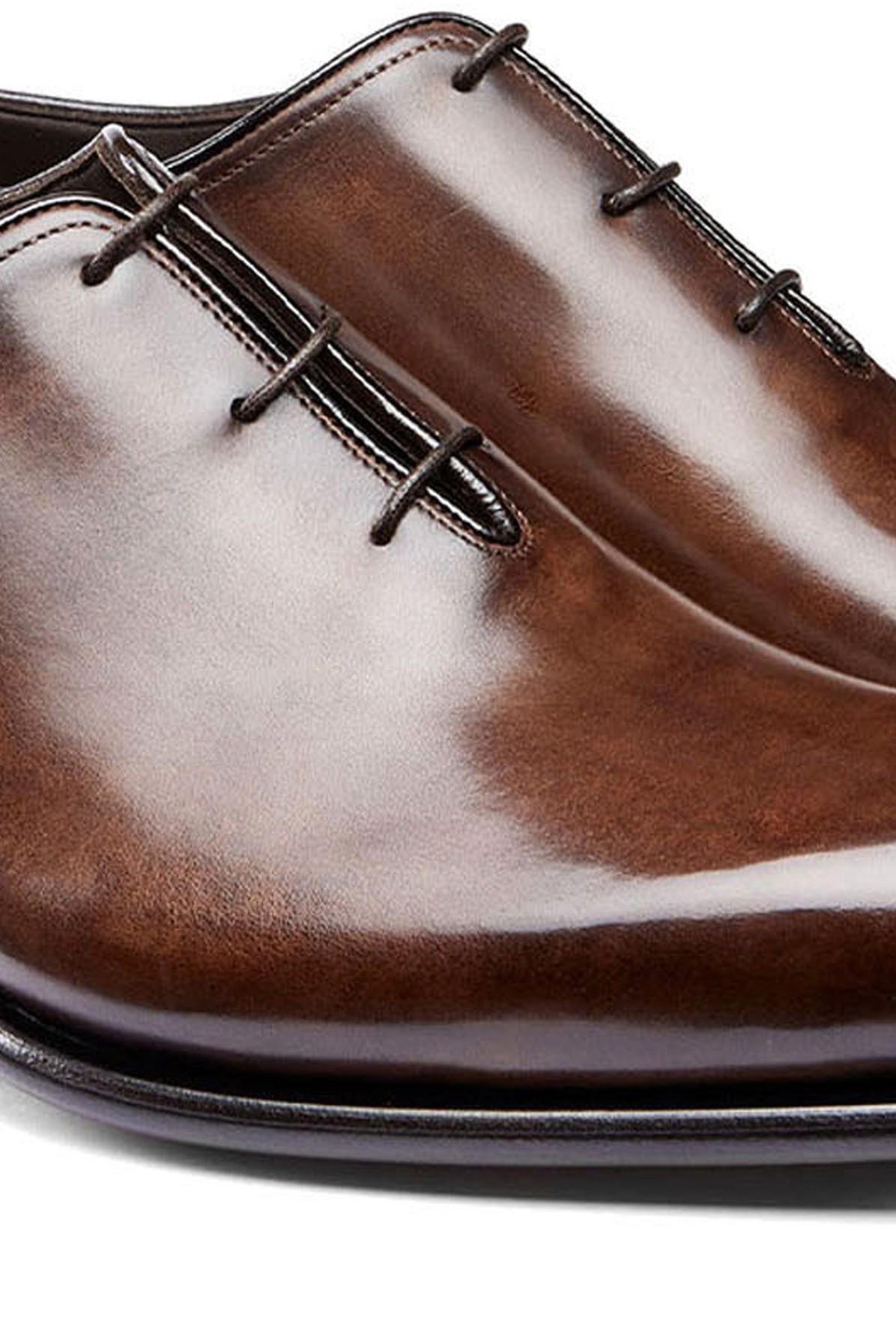 for Men Santoni Leather Wholecut Lace-up Shoes in Dark_brown Mens Lace-ups Santoni Lace-ups Brown 