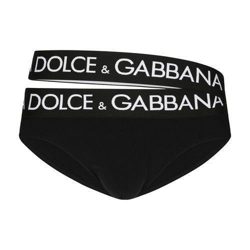 Dolce & Gabbana Swim Briefs With High-cut Leg And Branded Double Waistband  in Black for Men