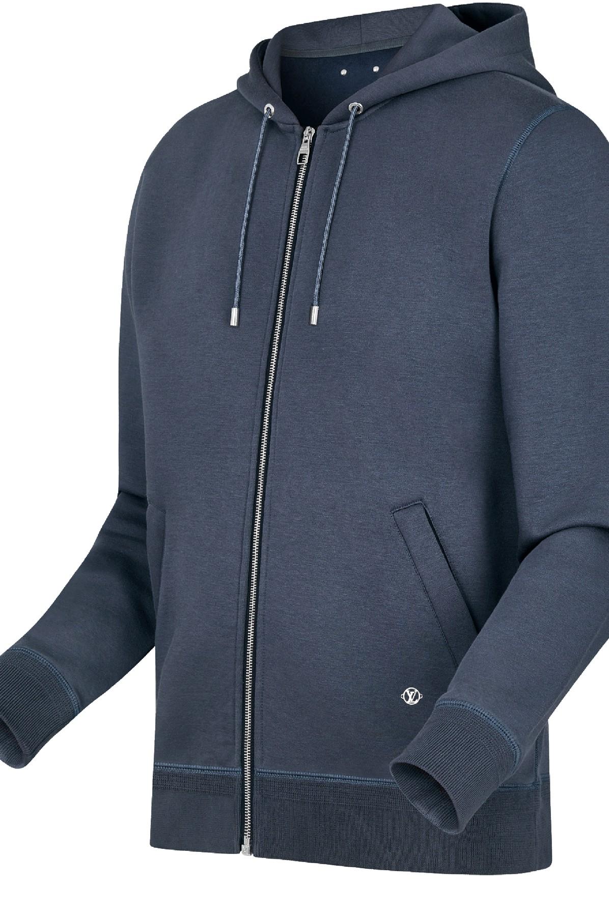 Pre-owned Louis Vuitton Embossed lv Zip Up Hoodie In Grey