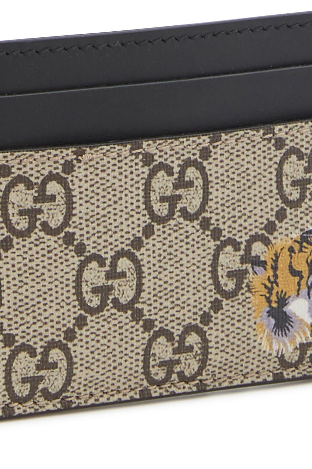 Gucci Card Case GG Supreme Bee Print Beige
