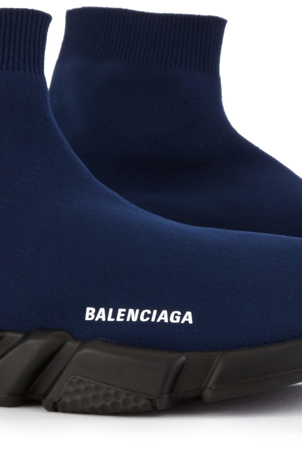 Balenciaga Speed Sock Logo Trainers in Navy (Blue) for Men | Lyst UK