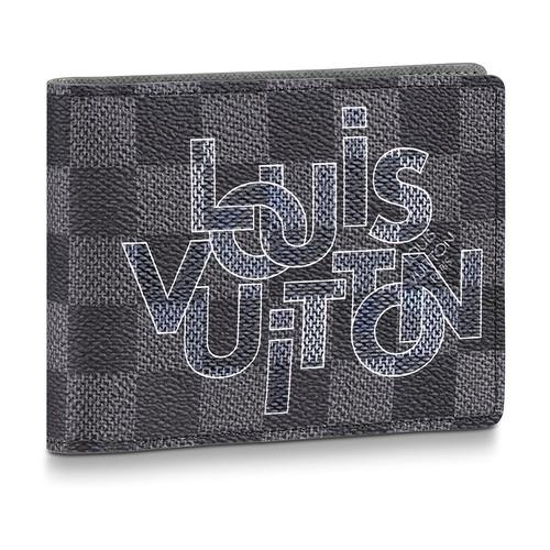 Pre-owned Louis Vuitton Slender Wallet Taiga Black/rainbow