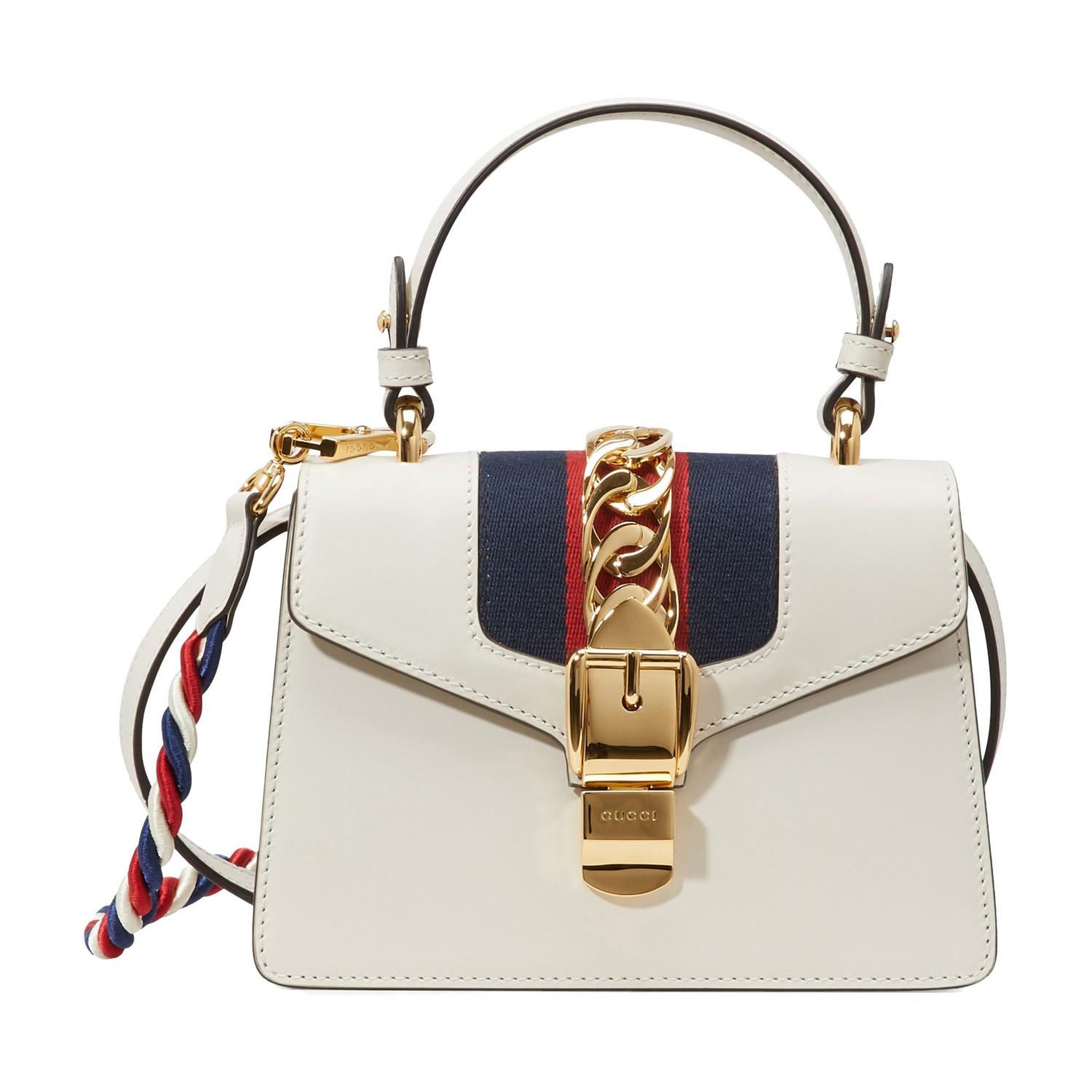 Gucci Sylvie Leather Mini Bag in White | Lyst
