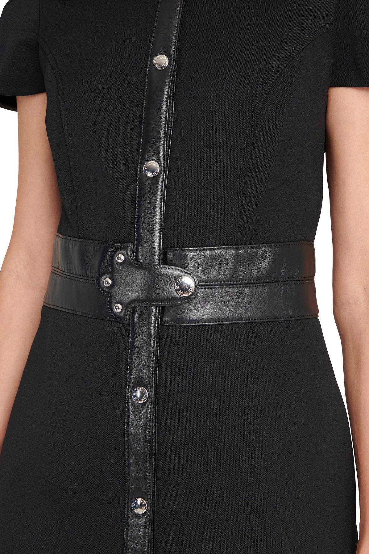 Louis Vuitton Leather Accent Snap Button Dress BLACK. Size 34