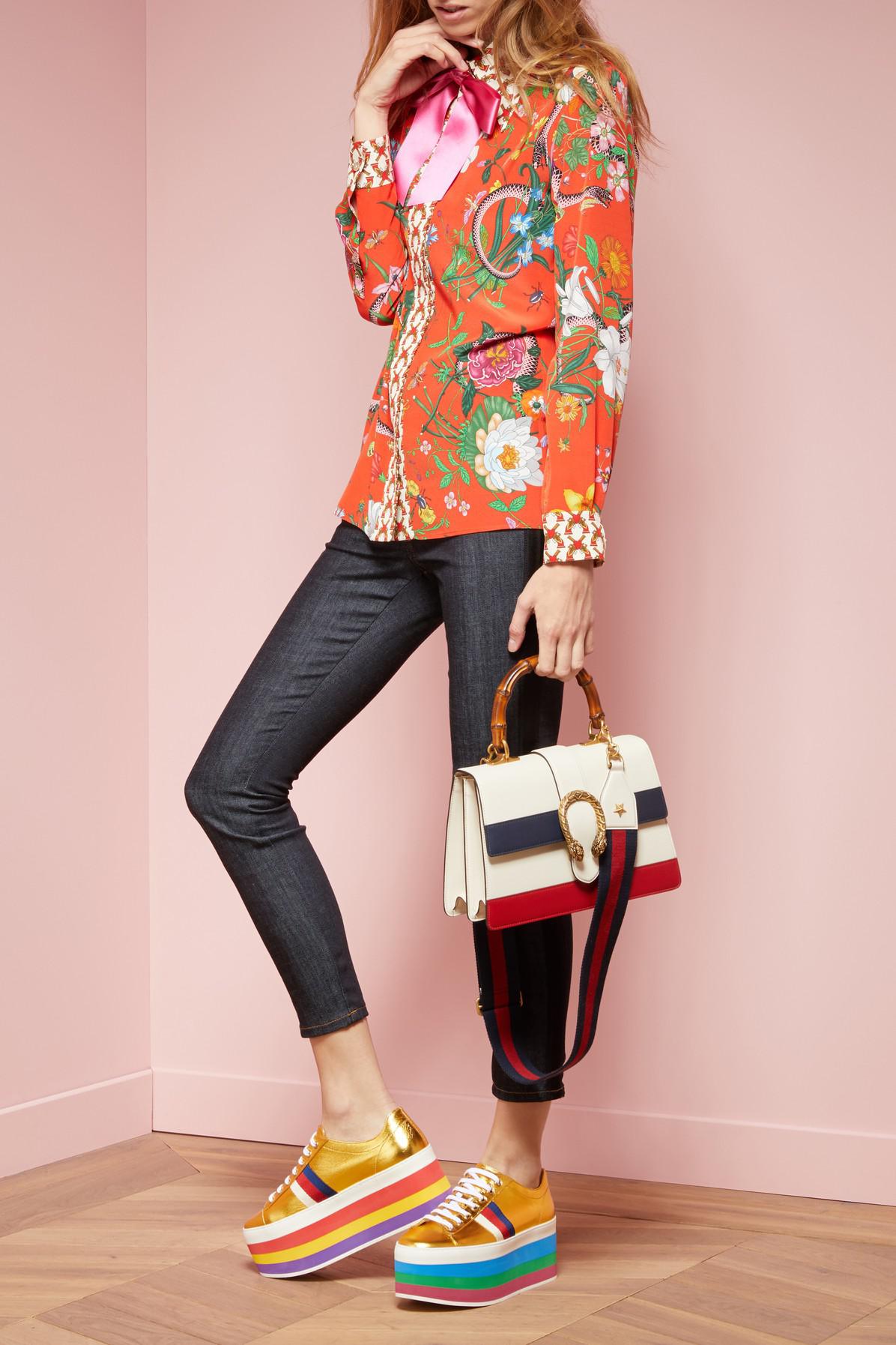 gucci metallic platform sneaker