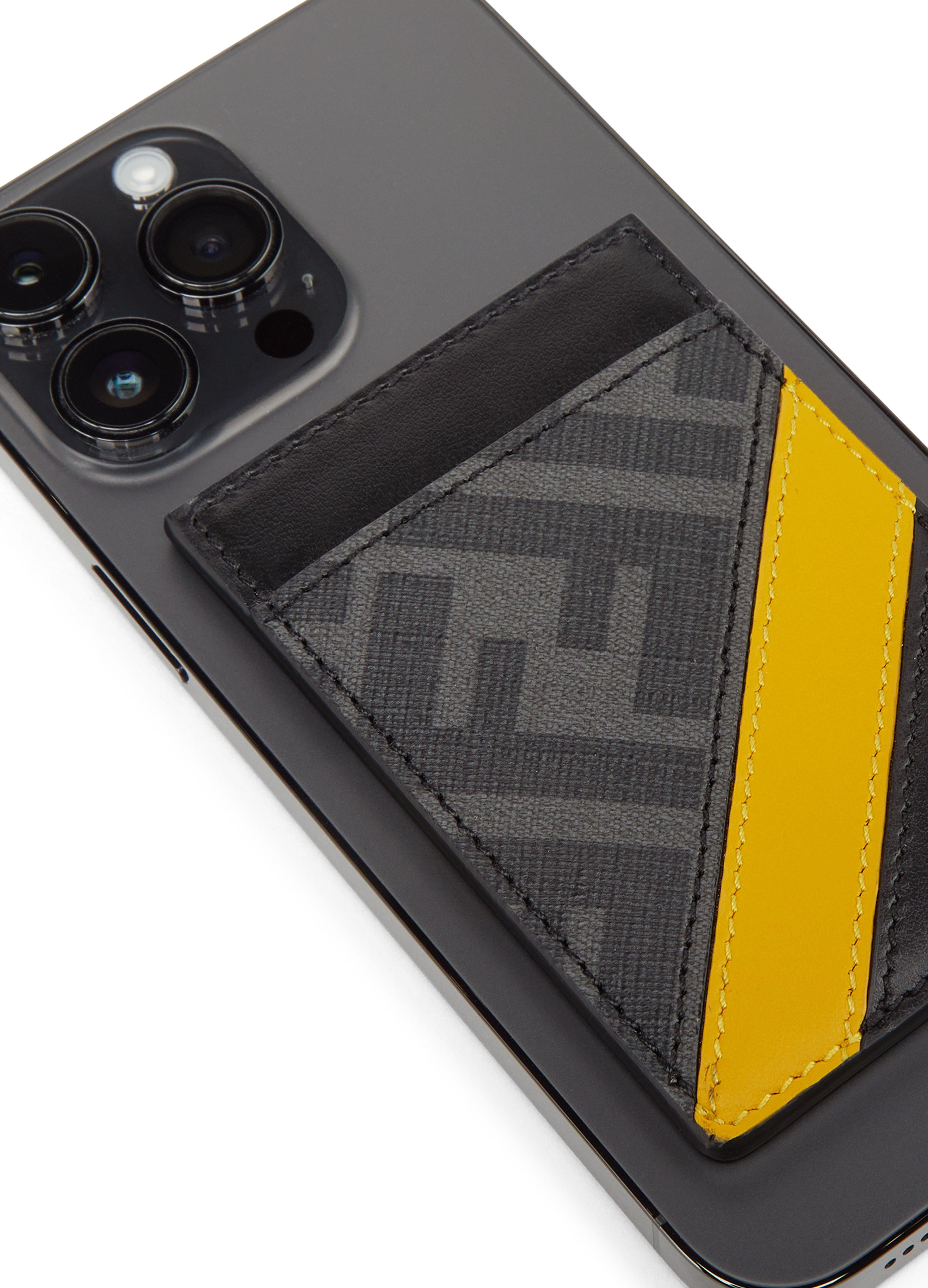 Fendi Diagonal MagSafe Leather Card Holder in Black for Men | Lyst