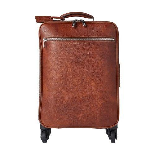 Brunello Cucinelli Wheeled Suitcase in Brown for Men | Lyst