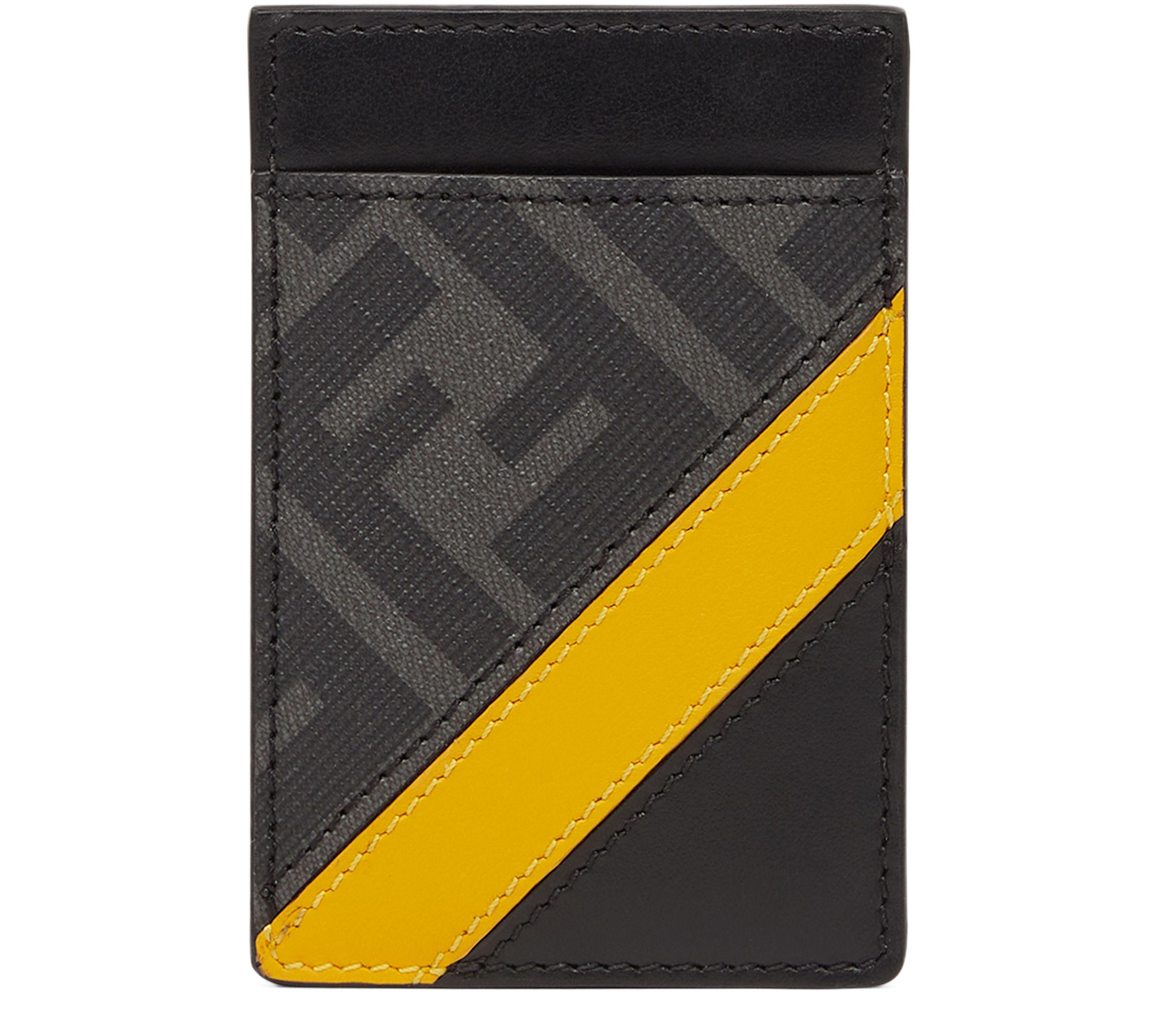 Fendi Diagonal MagSafe Leather Card Holder in Black for Men | Lyst