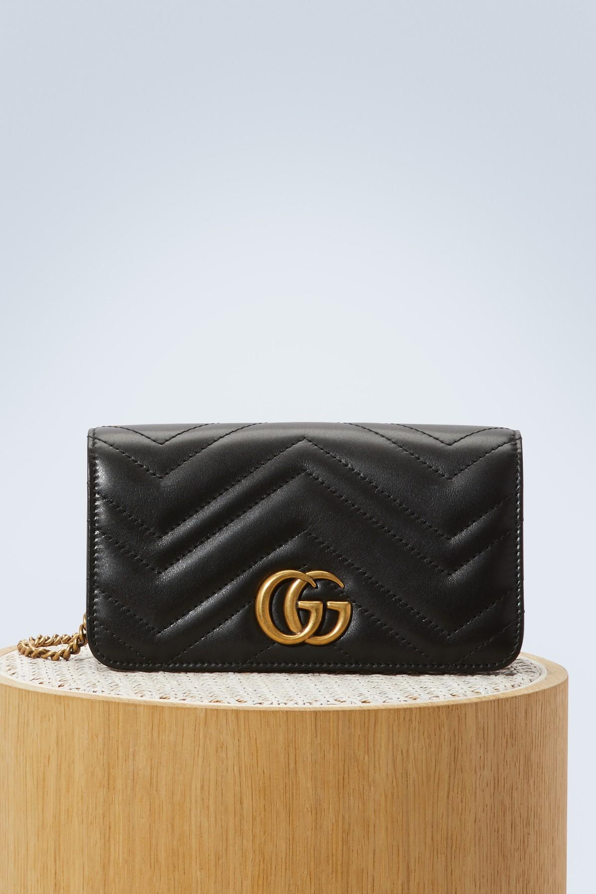 Gucci GG Marmont Wallet On Chain in Black - Lyst