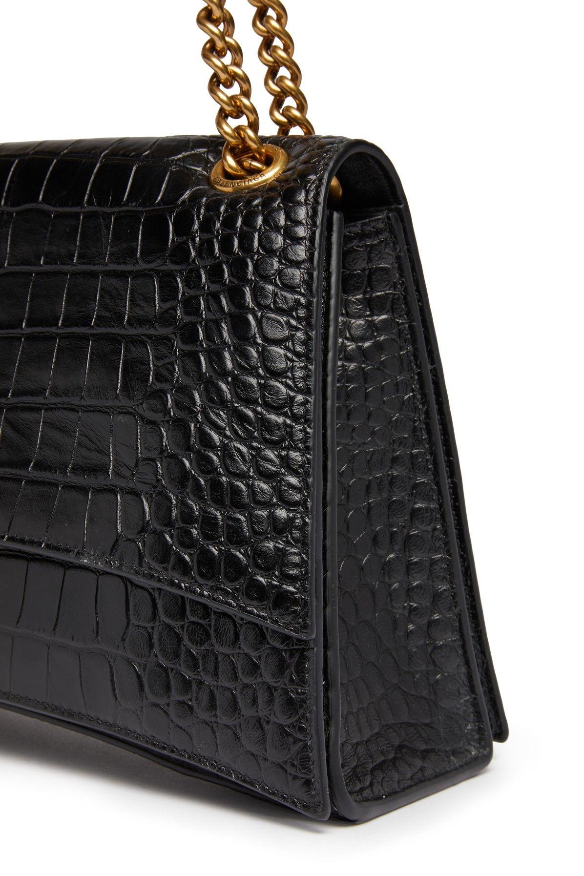 Balenciaga - Women's Crush Crocodile-Embossed Crossbody Bag Shoulder Bag - White - Leather
