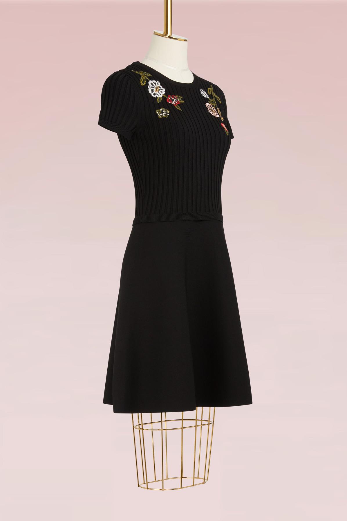 embroidered knit dress