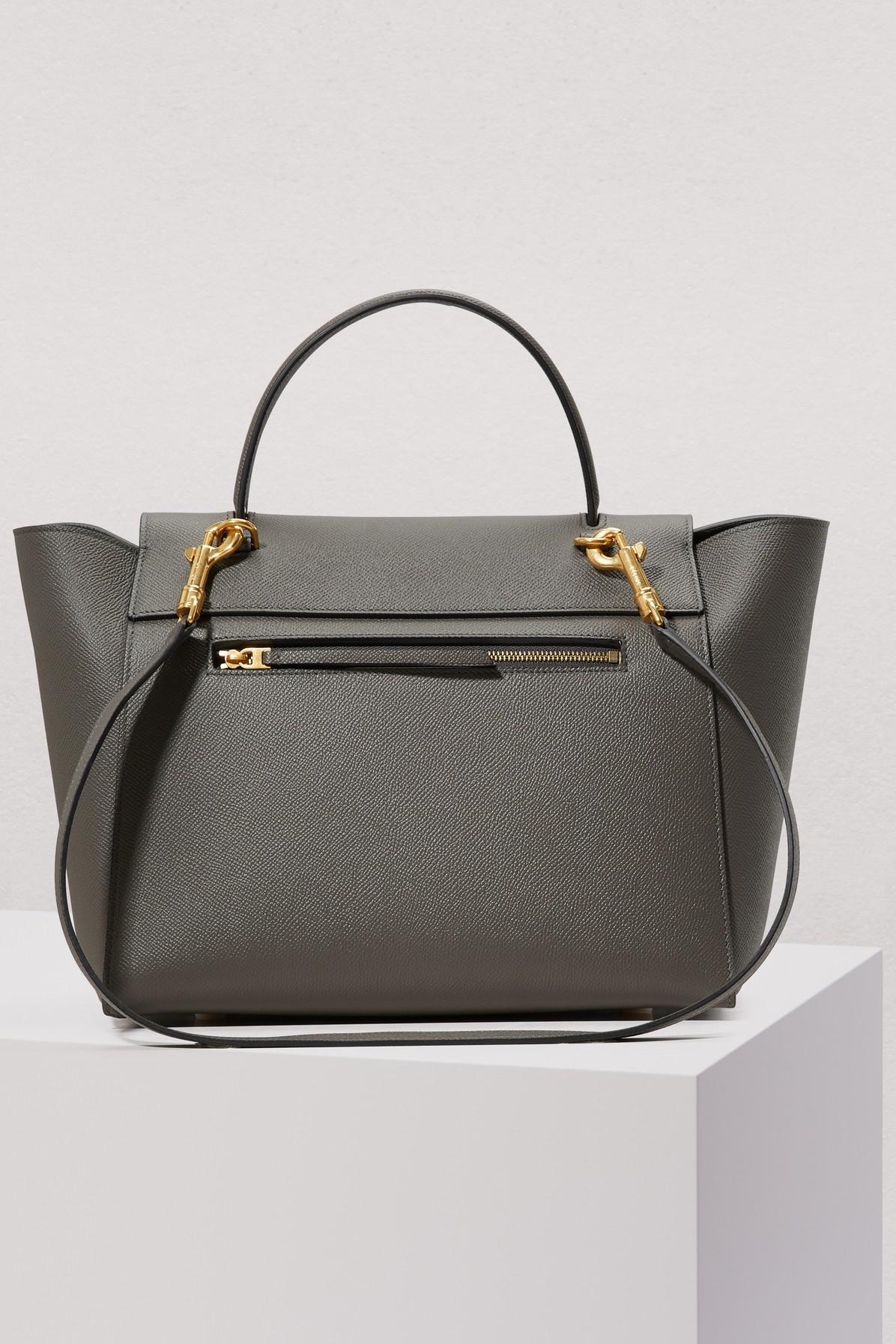 Céline Leather Mini Belt Bag In Grained Calfskin in Grey (Gray) Lyst