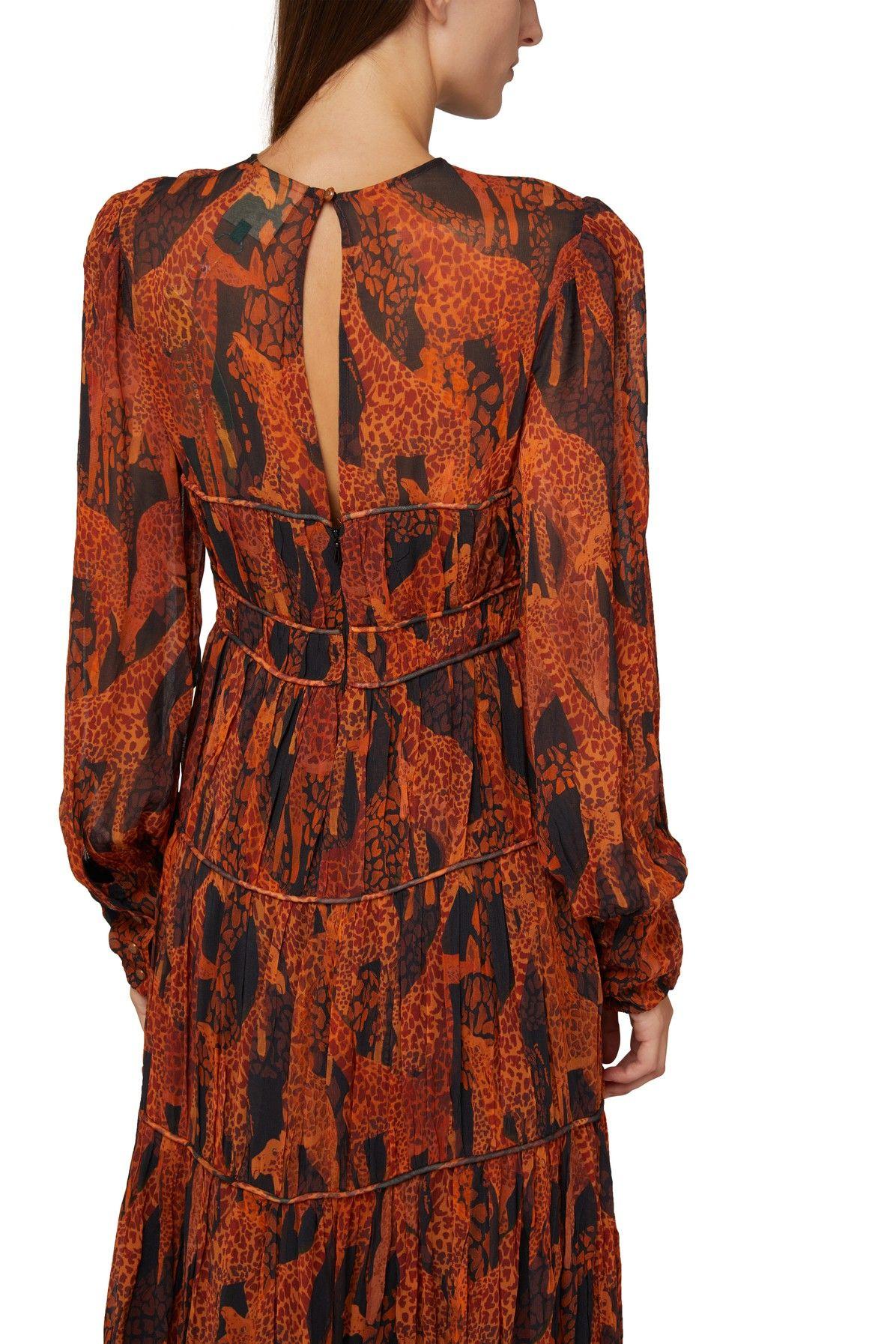 FARM Rio Black Giraffes Puff Sleeve Maxi Dress in Brown | Lyst