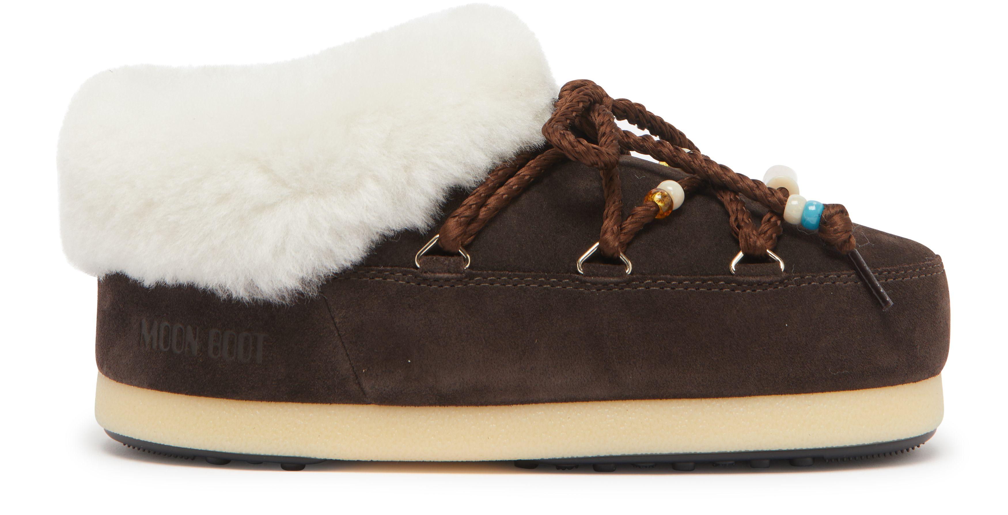 Moon Boot Suede Beads Mules in Brown | Lyst