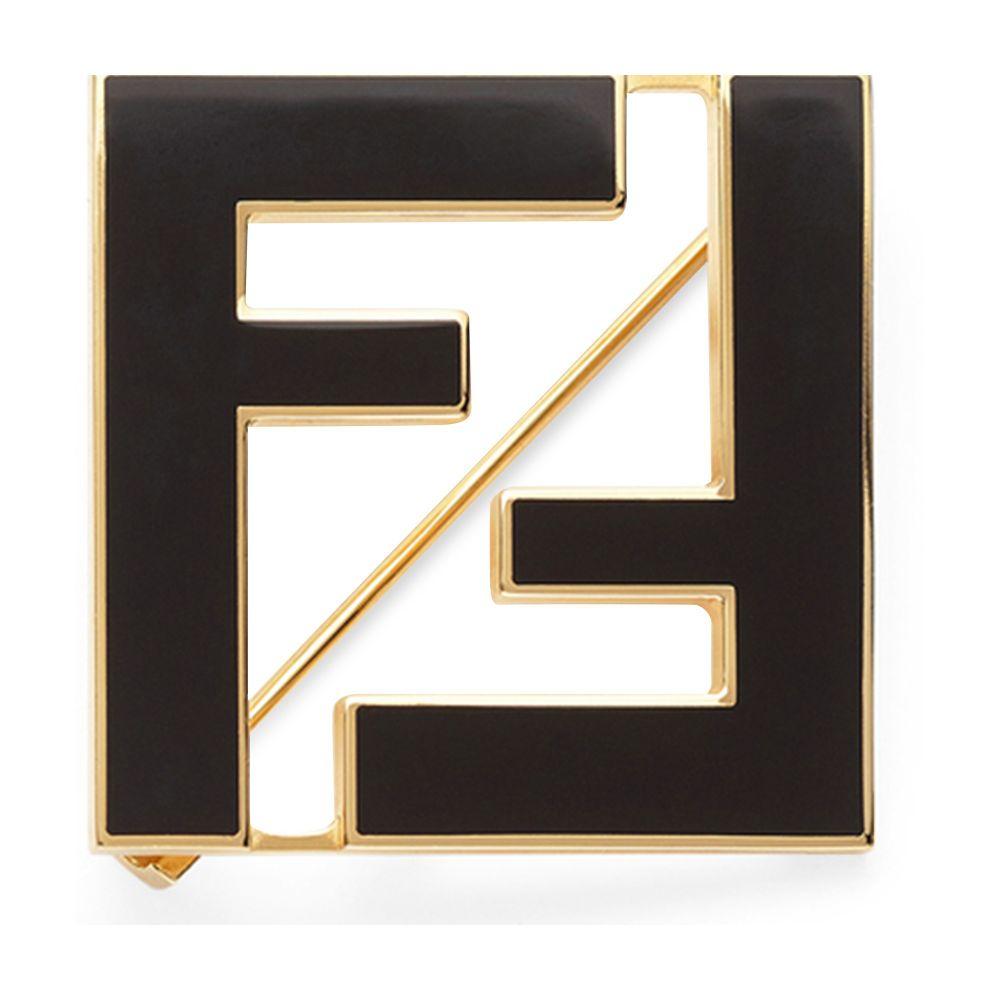 Fendi Enamel Ff Brooch in Black Lyst